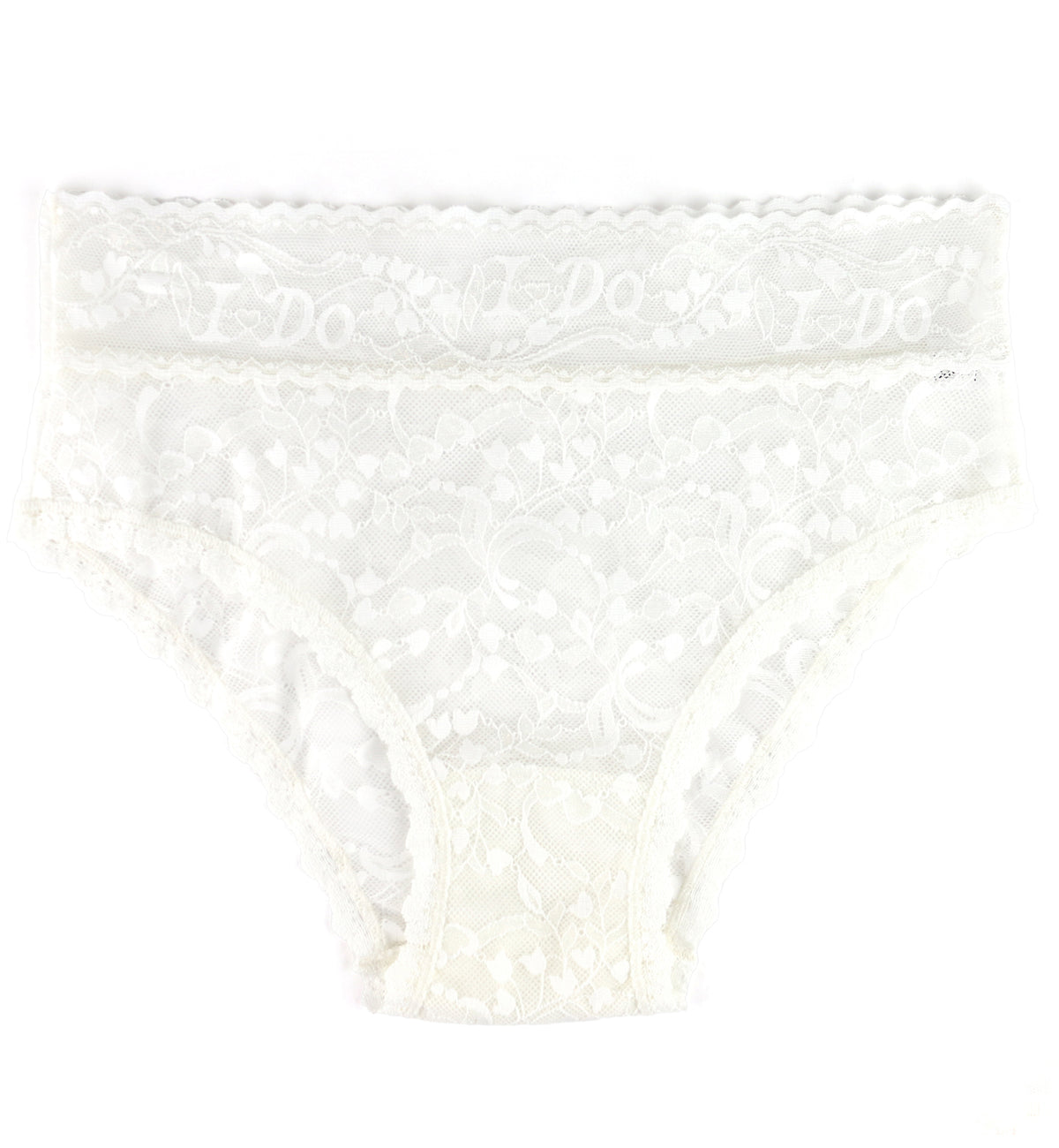 Hanky Panky Bridal I DO Shimmer Lace High Rise Cheeky Brief (152441),XS,Light Ivory - Light Ivory,XS