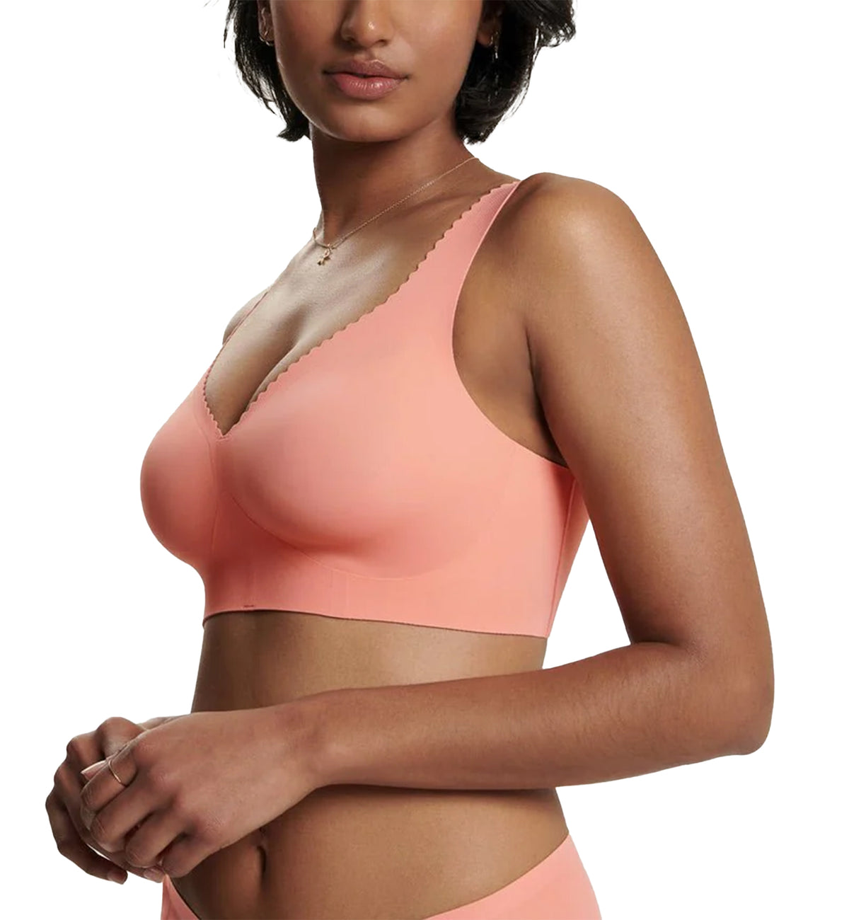 Evelyn &amp; Bobbie EVELYN Deep V-Neck Bralette (1834),Small,Coral - Coral,Small
