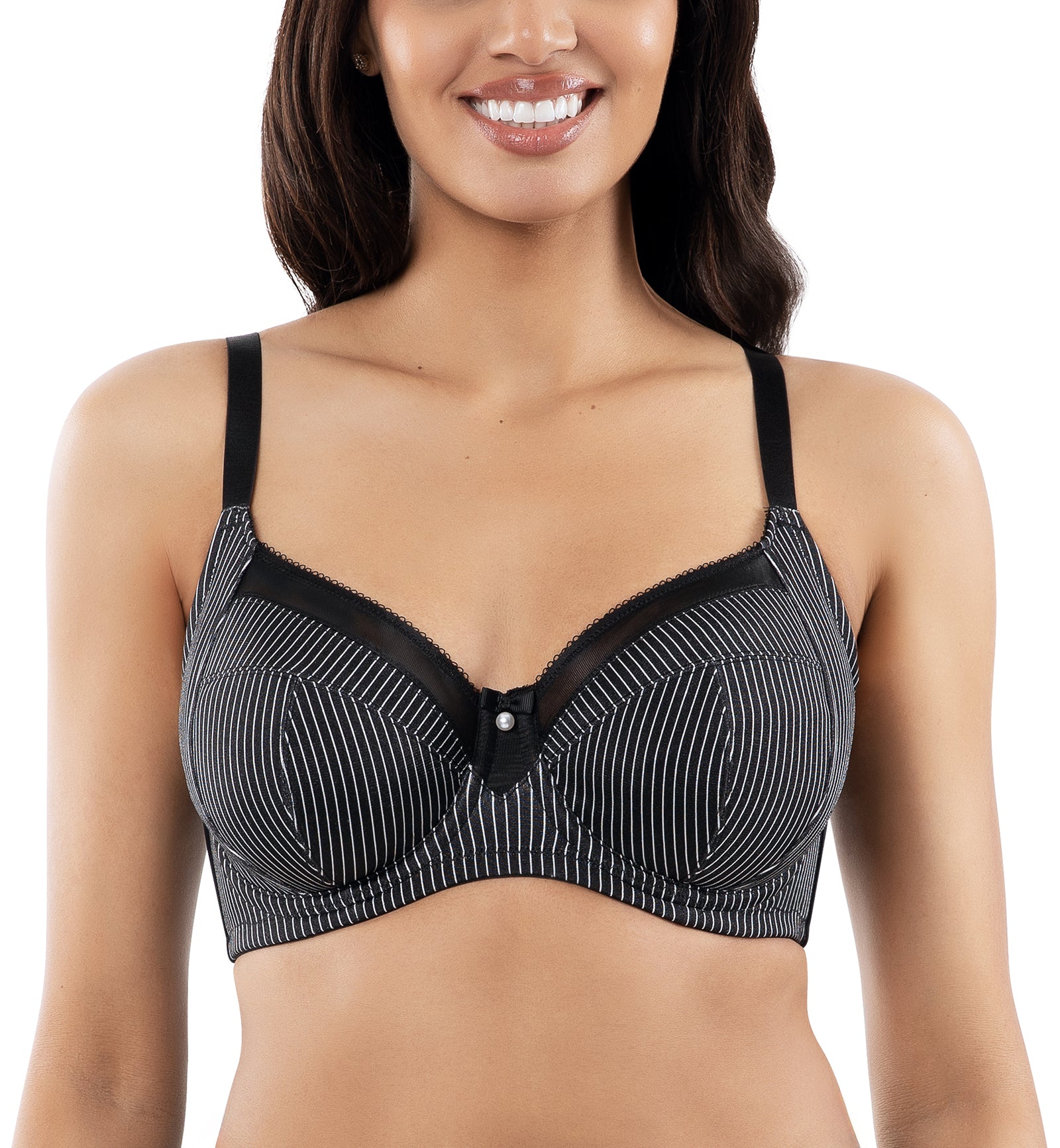 Parfait Adele Unlined Plunge Underwire Bra (P61321),30E,Black Stripe - Black Stripe,30E