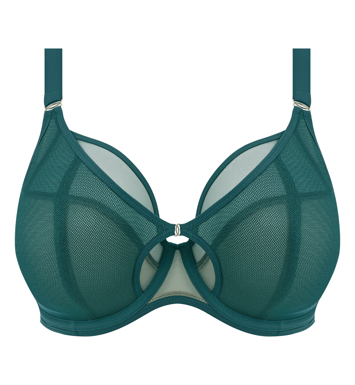 Elomi Kintai Peek-a-Boo Plunge Underwire Bra (301202),32H,Deep Teal - Deep Teal,32H