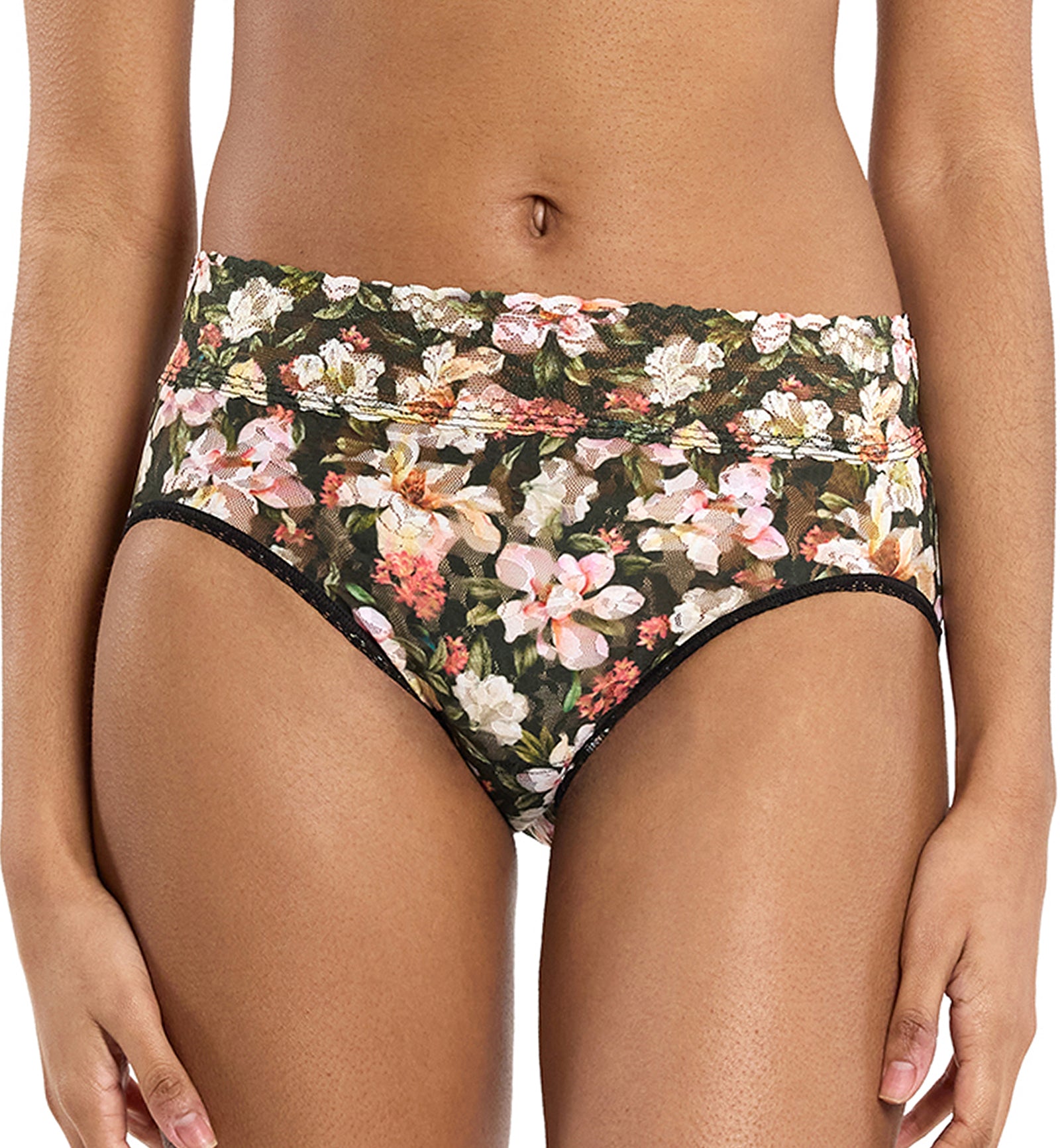 Hanky Panky Signature Lace Printed French Brief (PR461),Small,Dark Room Blooms - Dark Room Blooms,Small