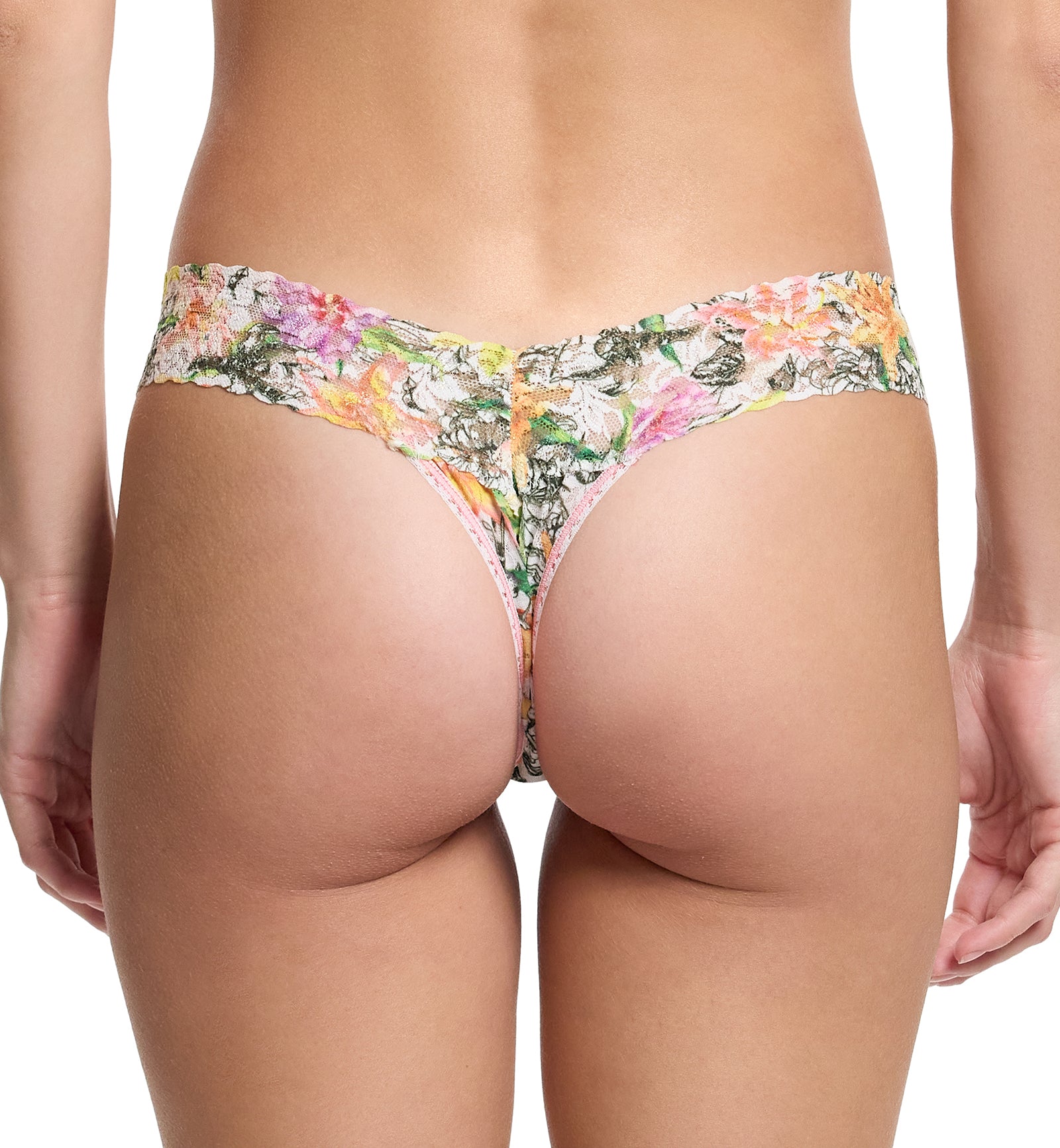 Hanky Panky Signature Lace Printed Low Rise Thong (PR4911P),Botany - Botany,One Size