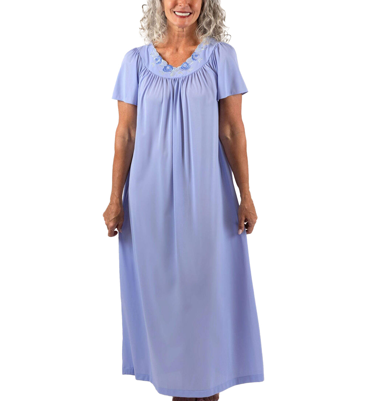 Shadowline Petals Flutter Sleeve Long Nightgown (32280),S,Lilac - Lilac,Small