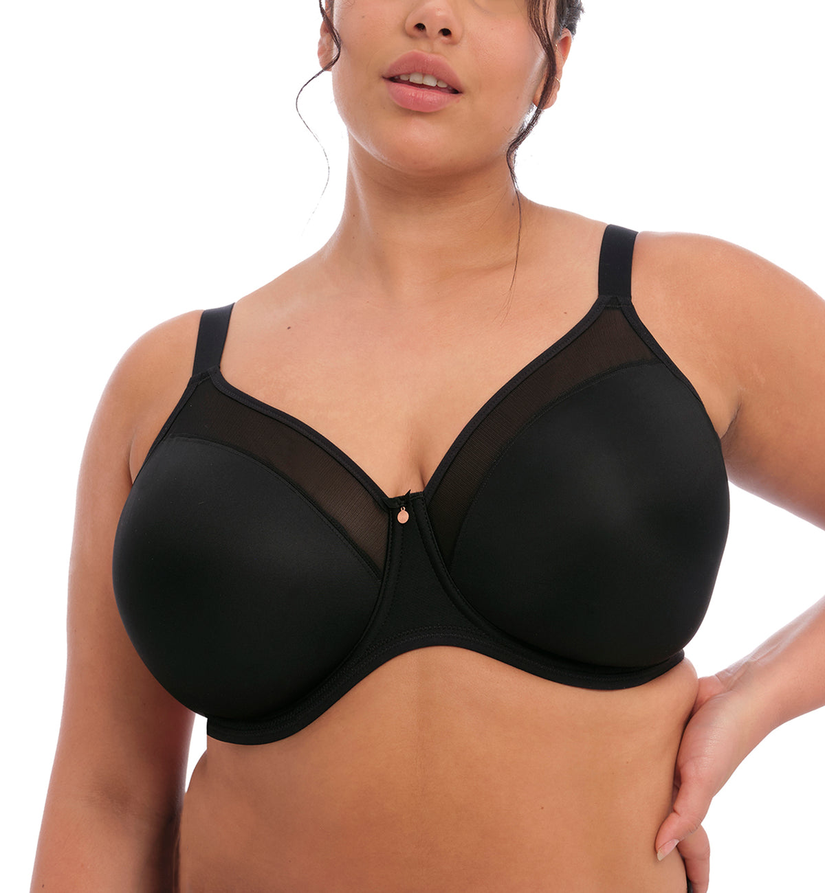 Elomi Smooth Unlined Underwire Molded Bra (4301),32GG,Black - Black,32GG