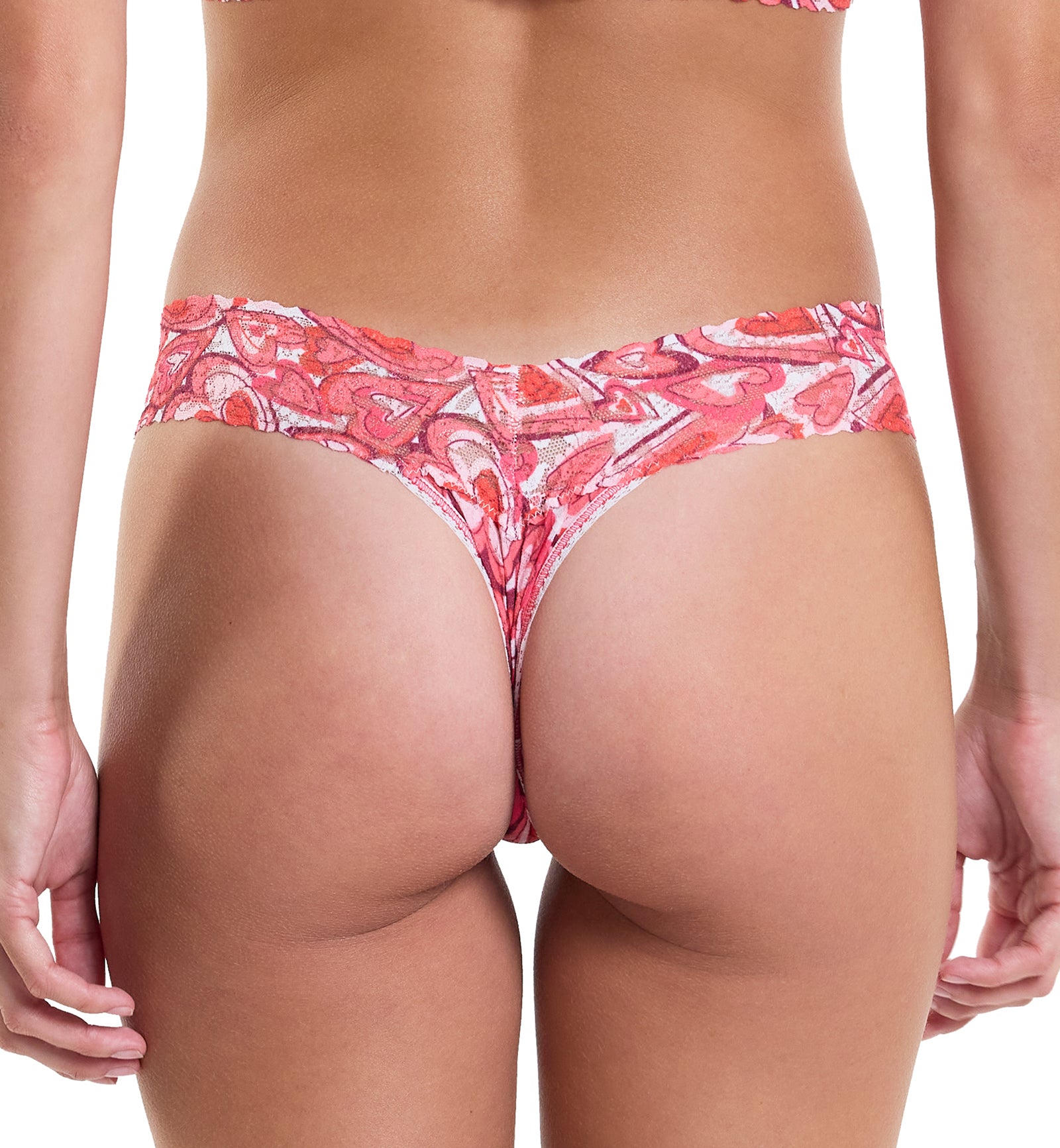 Hanky Panky Signature Lace Printed Low Rise Thong (PR4911P),Lots Of Love - Lots Of Love,One Size