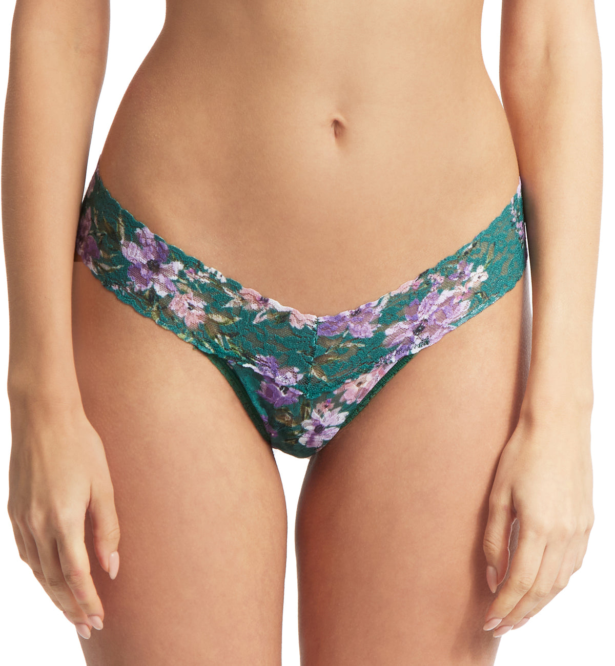 Hanky Panky Signature Lace Printed Low Rise Thong (PR4911P),Flowers In Your Hair - Flowers In Your Hair,One Size