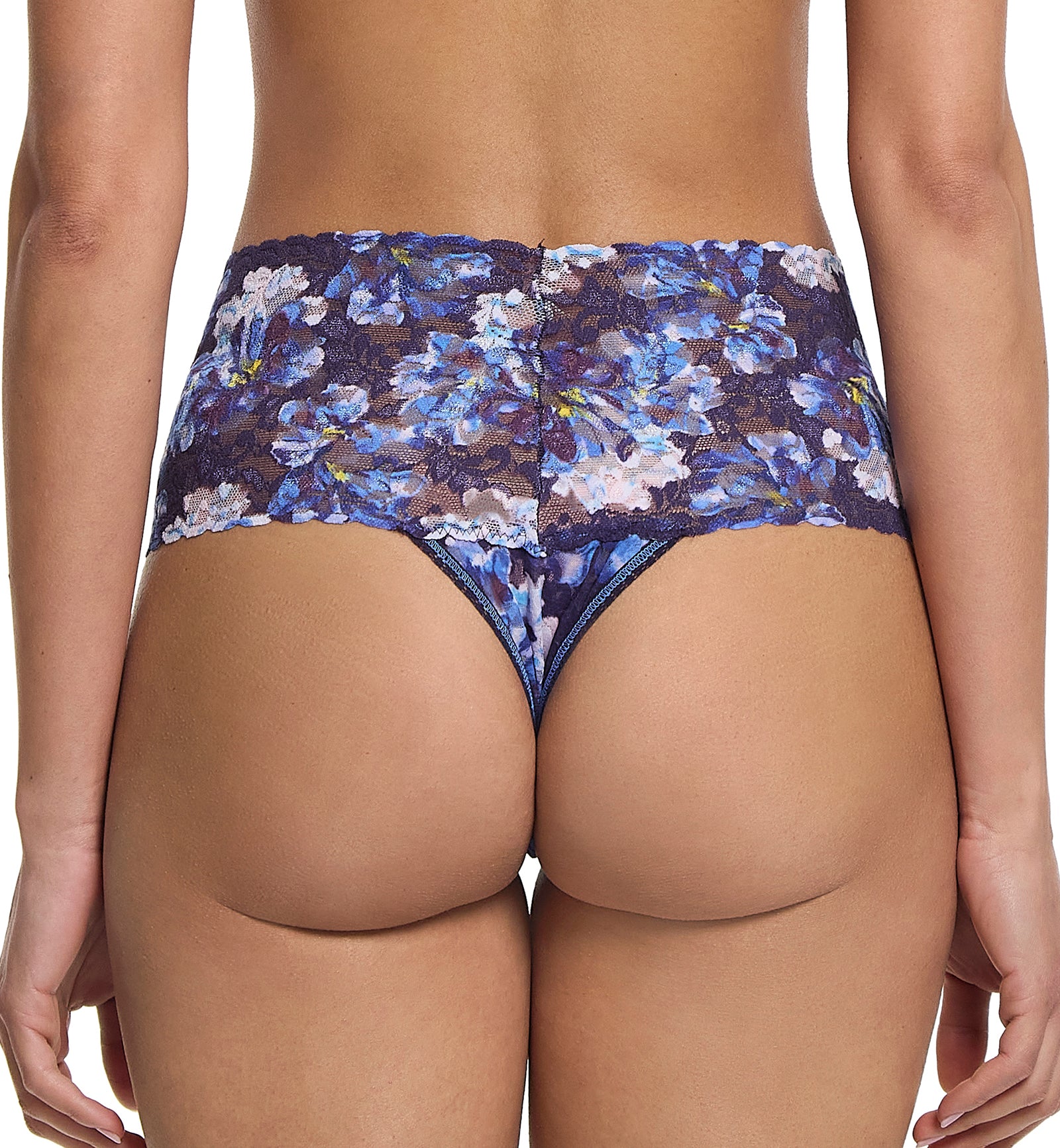 Hanky Panky Printed Retro Lace Thong (PR9K1926),Nightfall - Nightfall,One Size