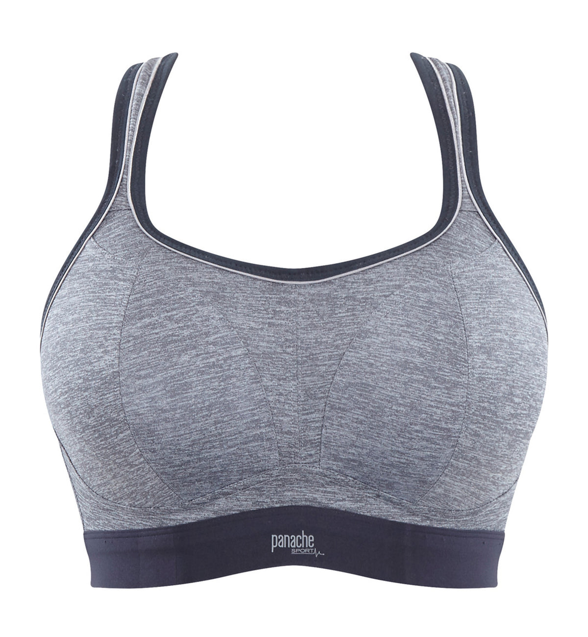 Panache Boundless Racerback Non-Wire Sports Bra (7341),28DD,Charcoal Marl - Charcoal Marl,28DD