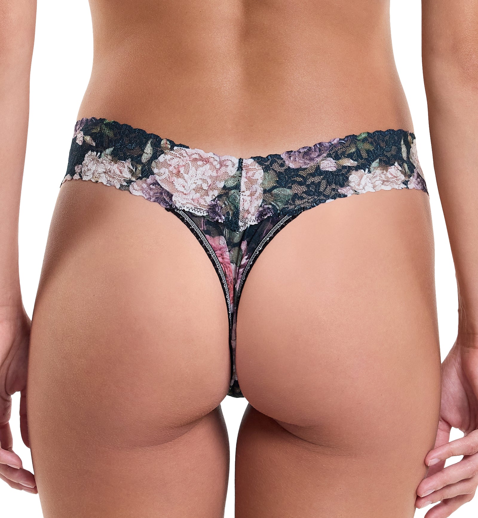 Hanky Panky Signature Lace Printed Low Rise Thong (PR4911P),Romantique - Romantique,One Size