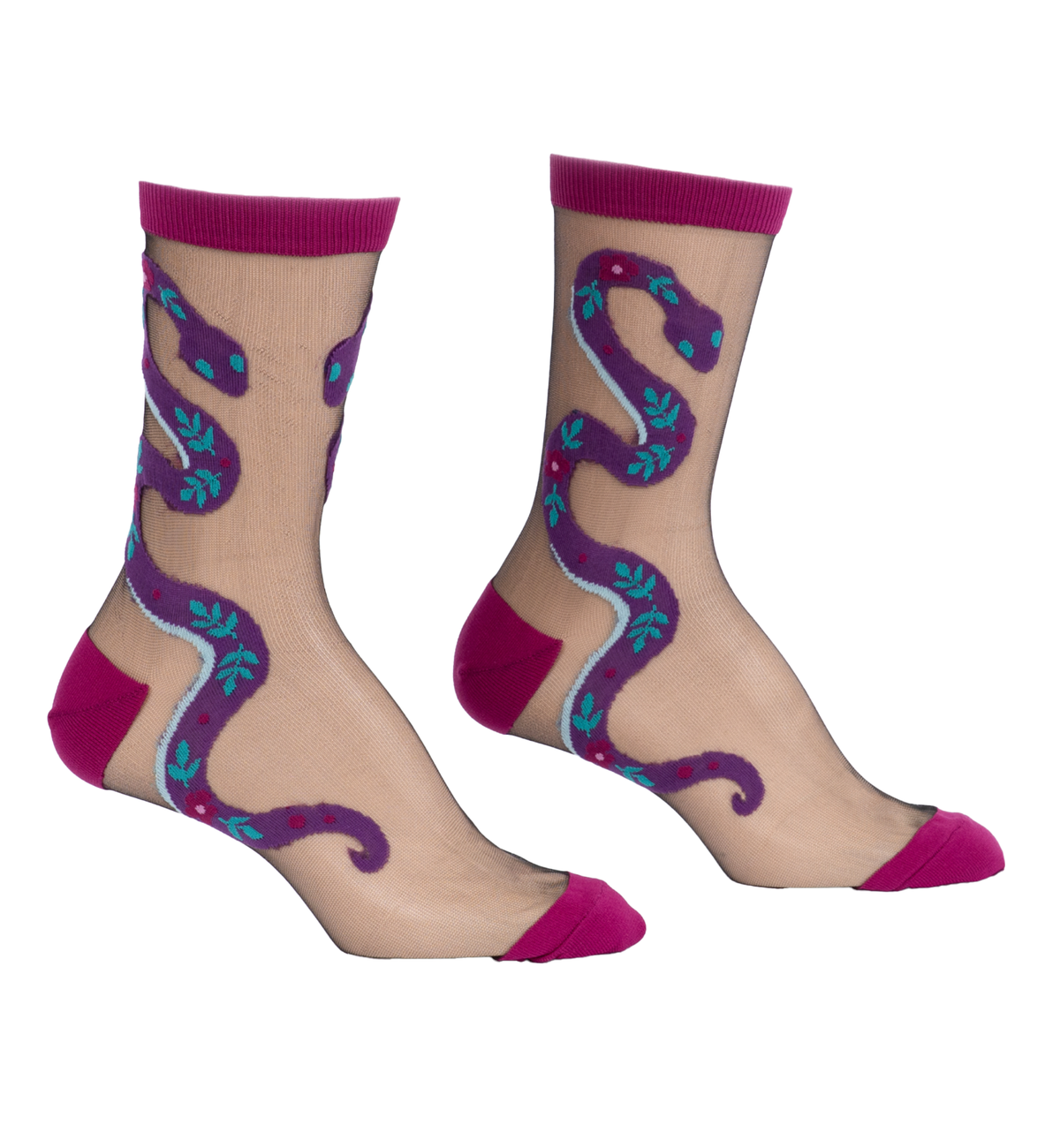 SOCK it to me Sheer Crew Socks (H0030),For Goodness Snake - For Goodness Snake,One Size