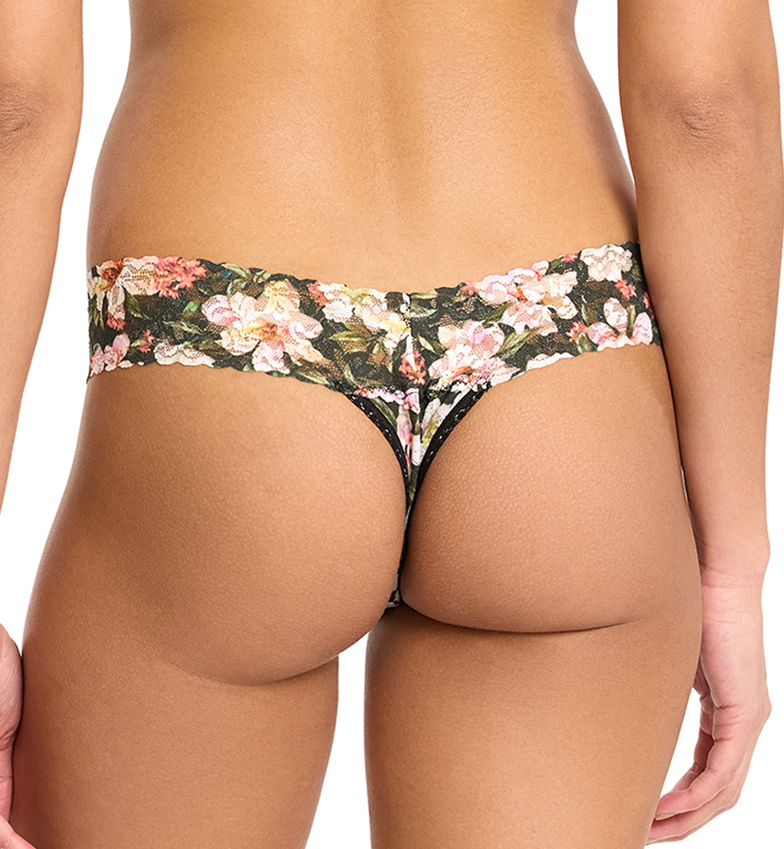 Hanky Panky Signature Lace Printed Low Rise Thong (PR4911P),Dark Room Blooms - Dark Room Blooms,One Size