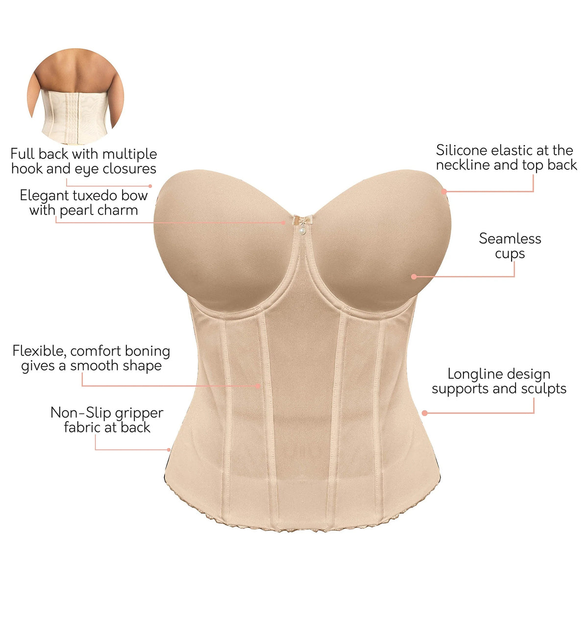 Parfait Elise Full Back Longline Smoothing Bustier (P6097),2XL Plus,Bare - Bare,2XL Plus