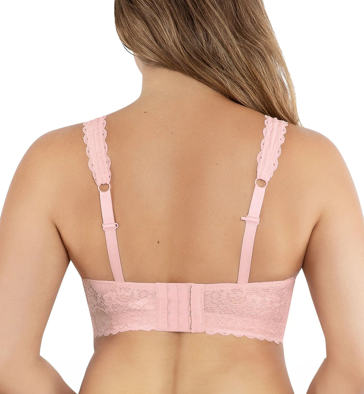 Parfait Adriana Banded Stretch Lace Wireless Bralette (P5482),32E,Petal Pink - Petal Pink,32E