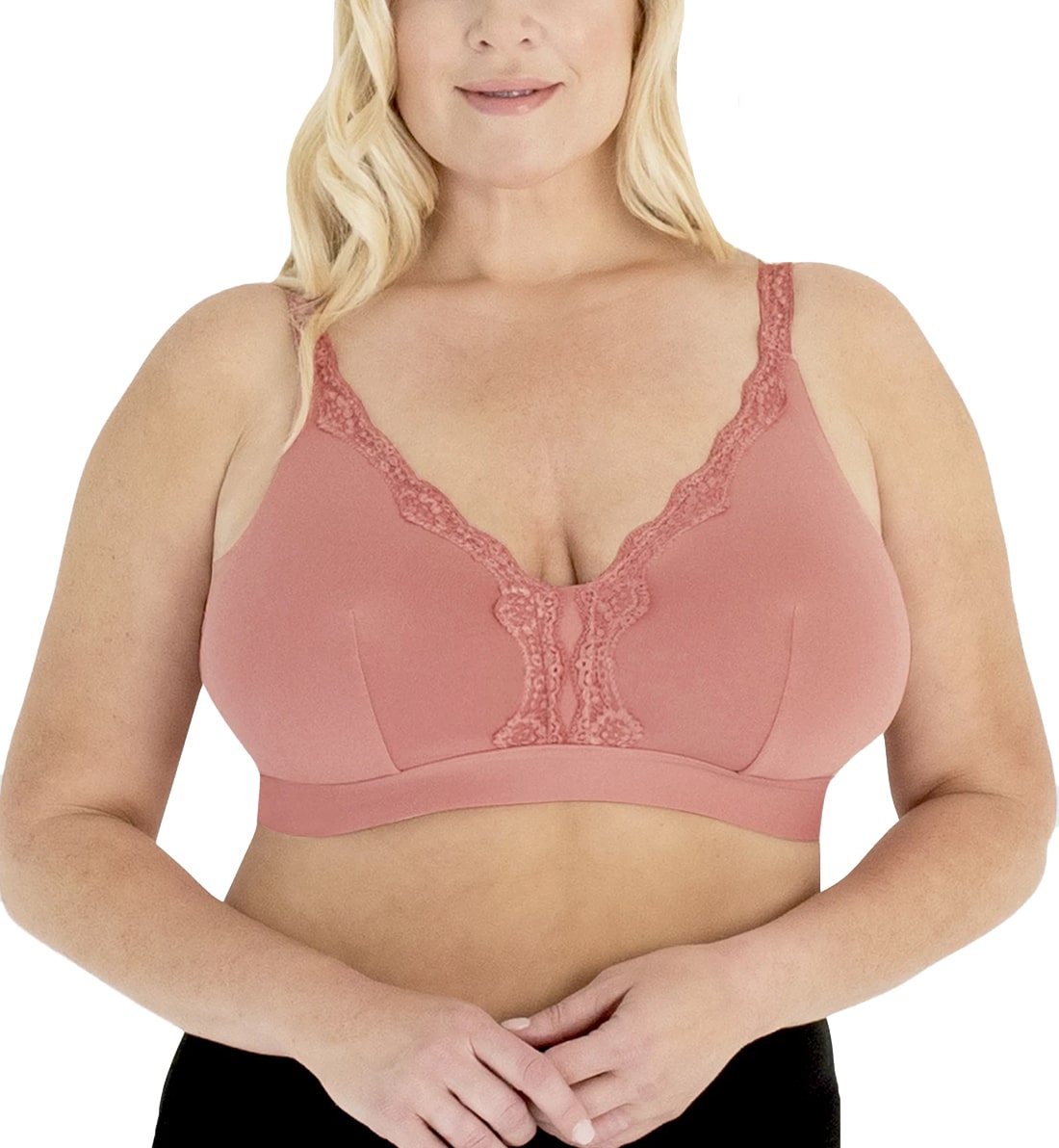 Leading Lady Wirefree Lace Trim Comfort Softcup Bra (5072),38 DD/F/G,Whisky Rose - Whisky Rose,38 DD/F/G