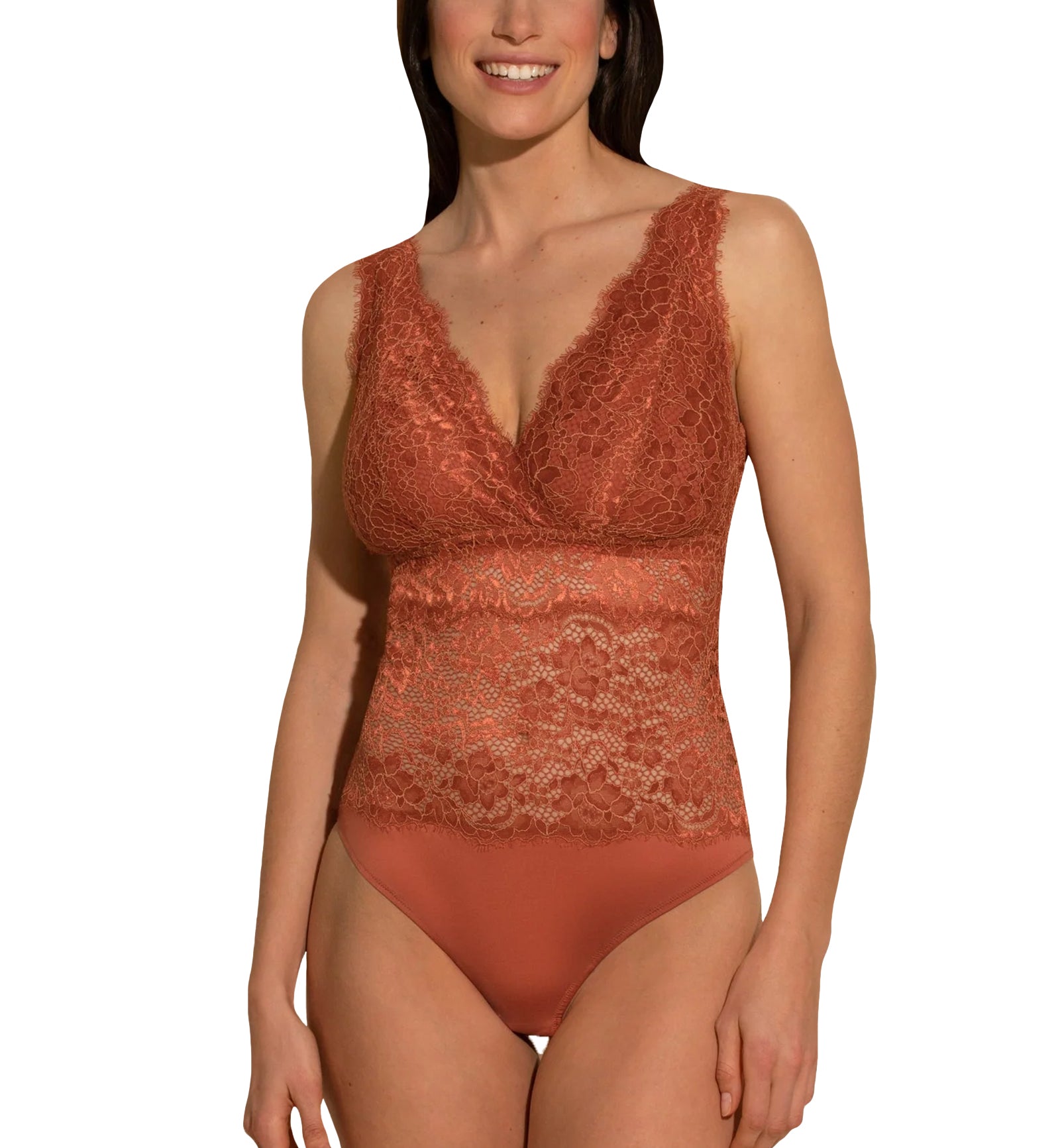 Cosabella Pret-A-Porter CURVY Plunge Teddy (PRETA2222),Small,Sahara/Taaja Mango - Sahara/Taaja Mango,Small