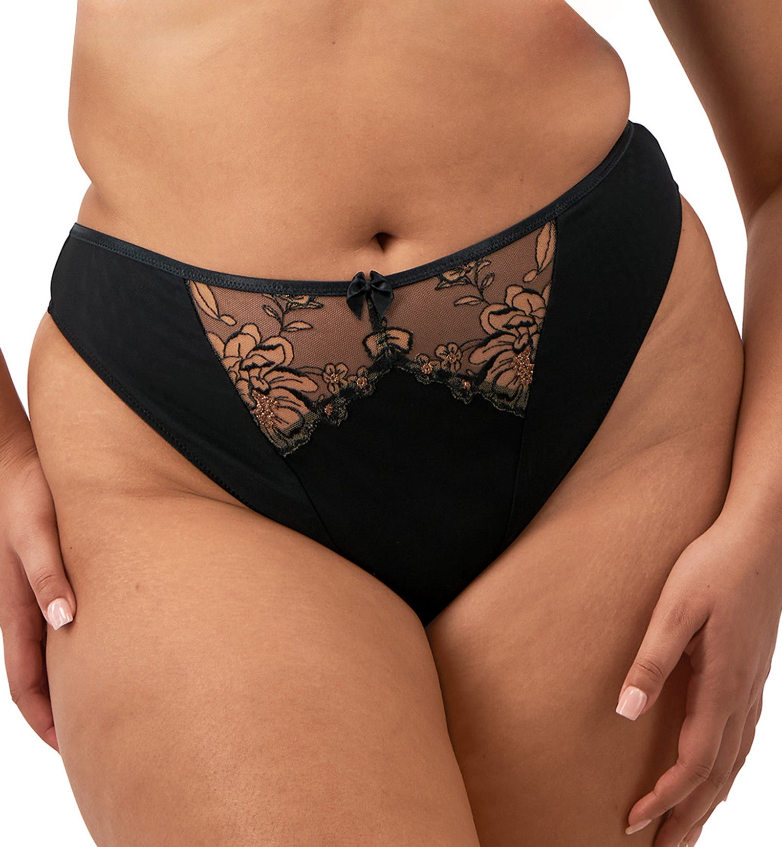 Elomi Teagan Thong (302670),Small,Black/Almond - Black/Almond,Small