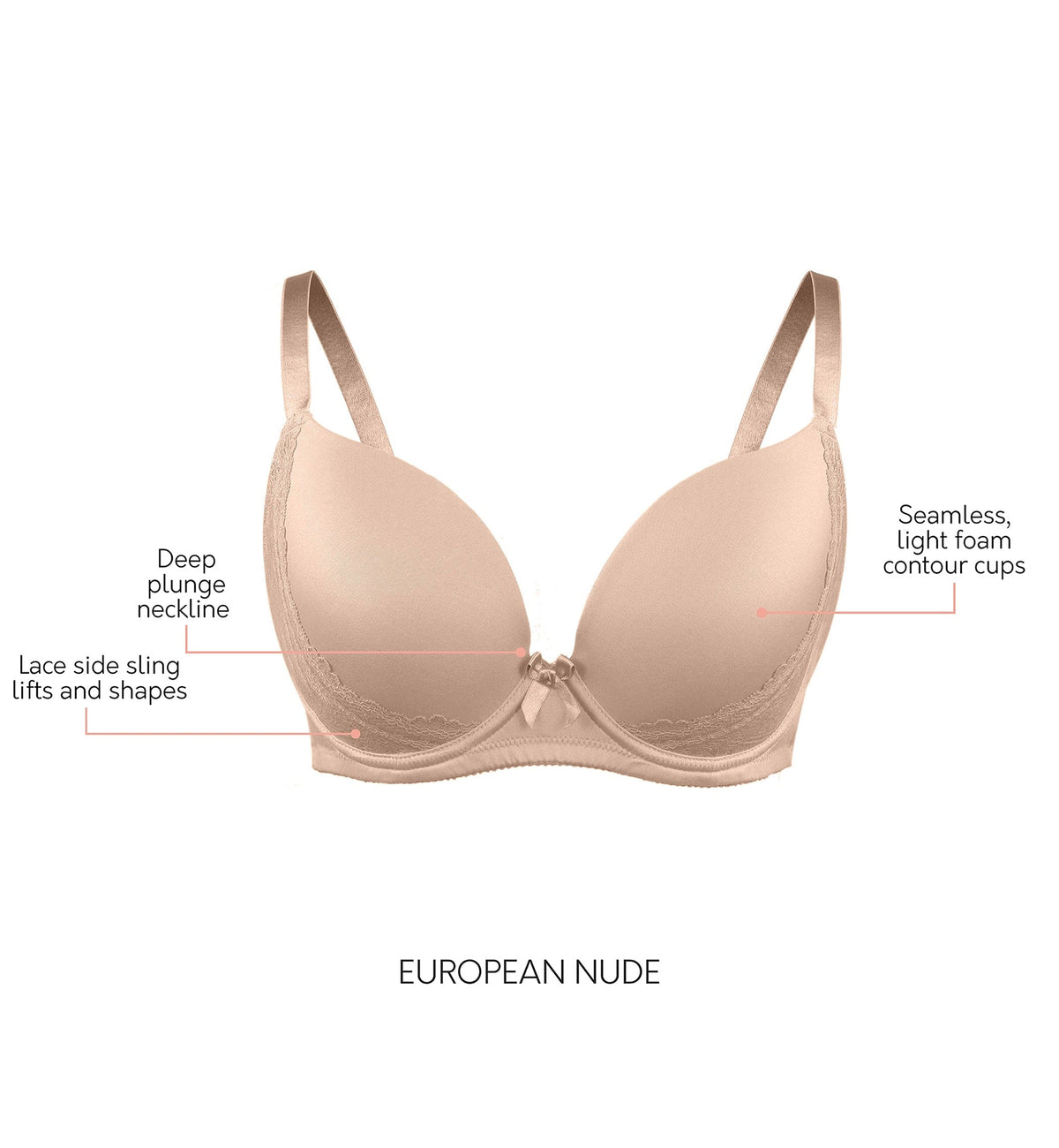 Parfait Casey Molded Plunge Underwire Bra (2801),30D,European Nude - European Nude,30D