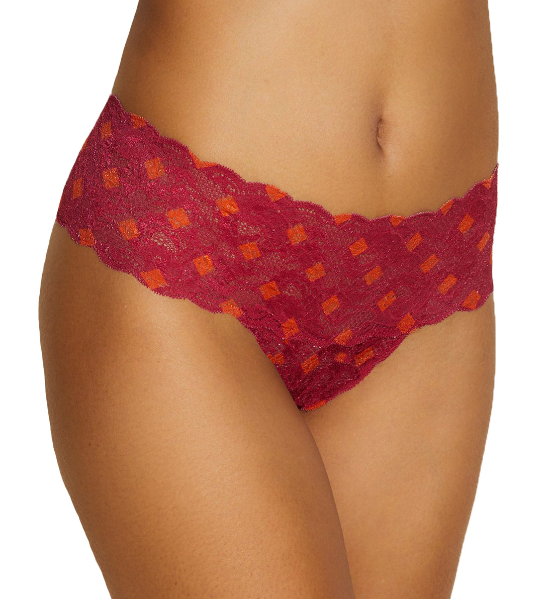 Cosabella Never Say Never Printed Comfie Thong (NEVEP0343),L/XL,Diamond Deep Ruby - Diamond Deep Ruby,L/XL