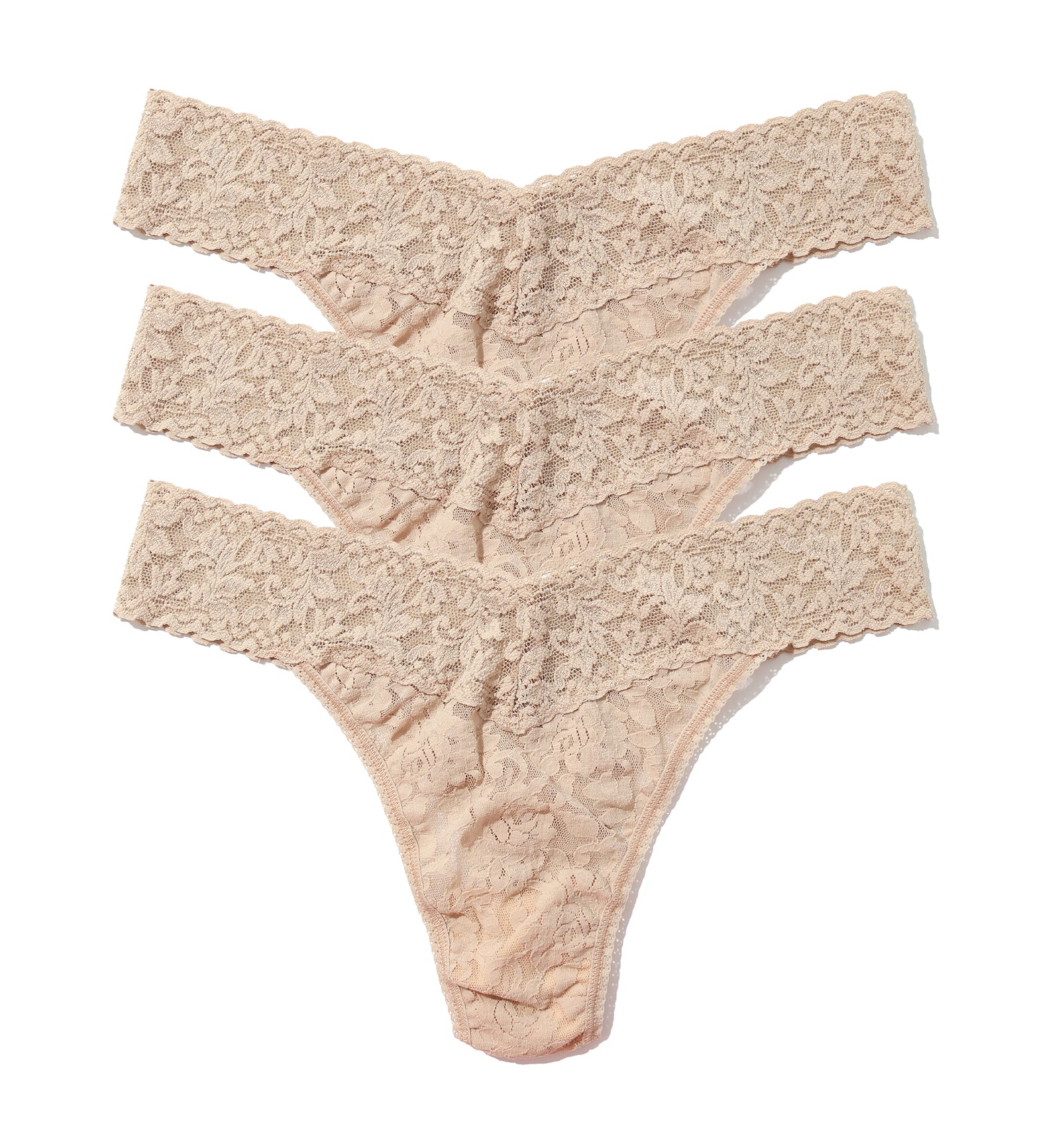 Hanky Panky 3-PACK Signature Lace Original Rise Thong (48113PK),All Chai - All Chai,One Size