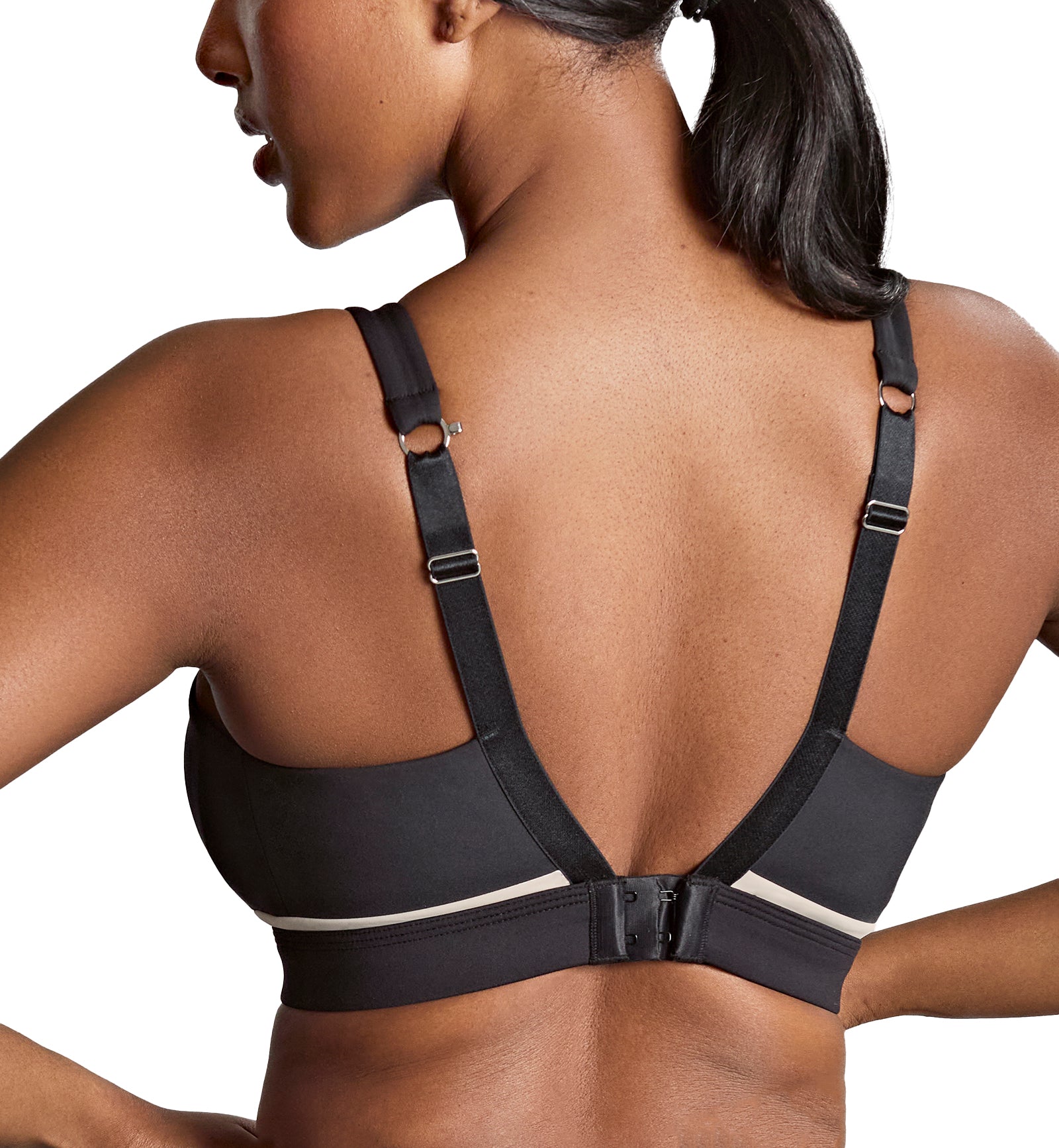 Panache Freedom Racerback Non-Wire Non-Padded Sports Bra (7344),28DD,Black/Chalk - Black/Chalk,28DD