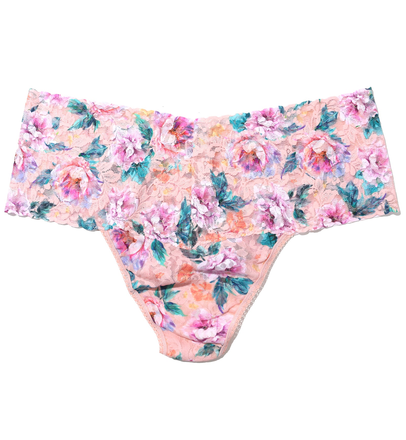 Hanky Panky Plus Size Printed Retro Lace Thong (PR9K1926X),Buy Myself Flowers - Buy Myself Flowers,One Size