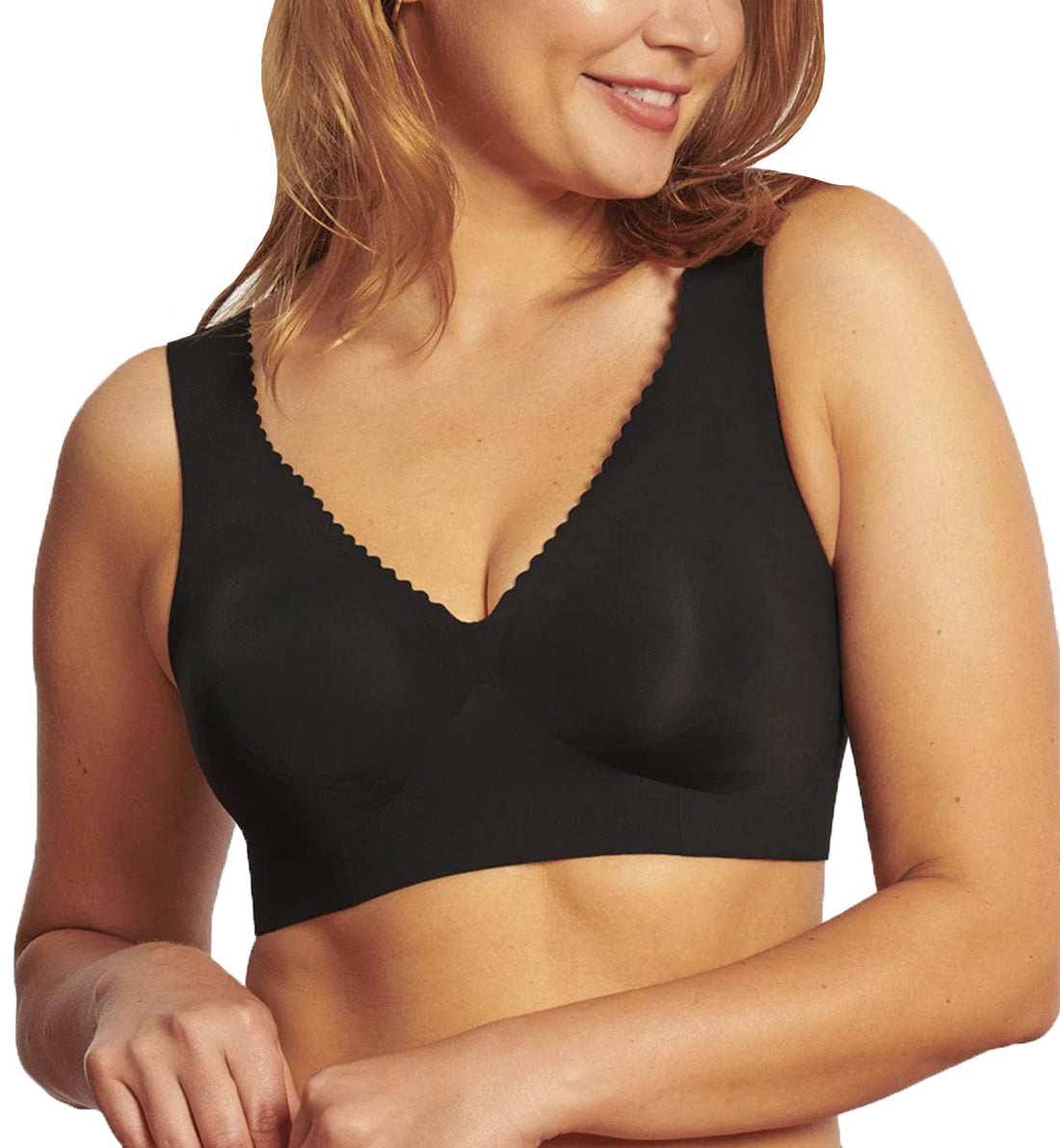 Evelyn & Bobbie EVELYN Deep V-Neck Bralette (1834),Small,Black - Black,Small