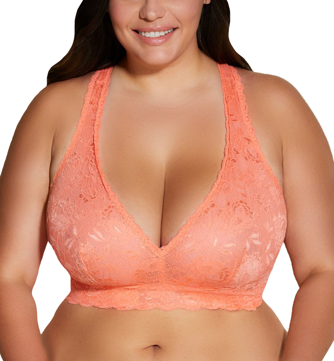 Cosabella Never Say Never Ultra CURVY Racie Racerback Bralette (NEVER1353),XS,Coral Breeze - Coral Breeze,XS