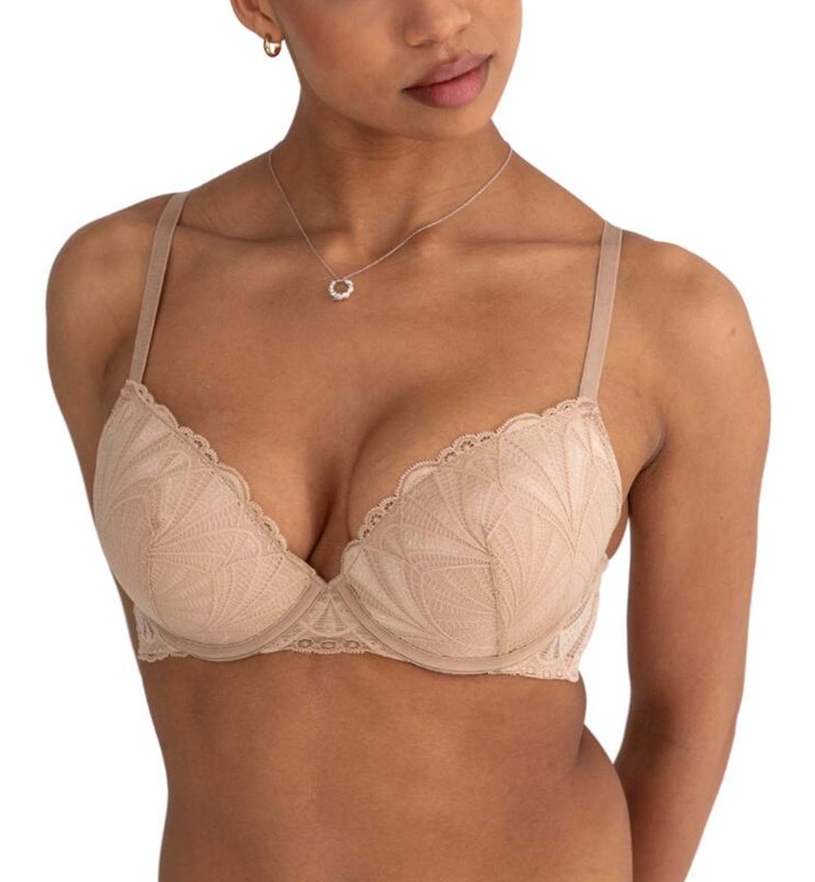 Pour Moi New Romance Plunge Push Up Underwire Bra (184002),32A,Almond - Almond,32A
