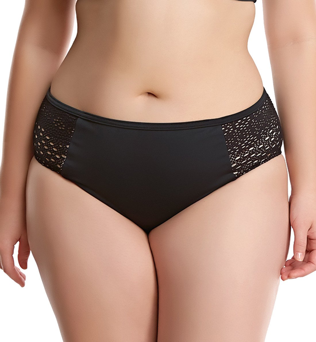 Elomi Indie Mid Rise Swim Brief (ES7534),22,Black - Black,22