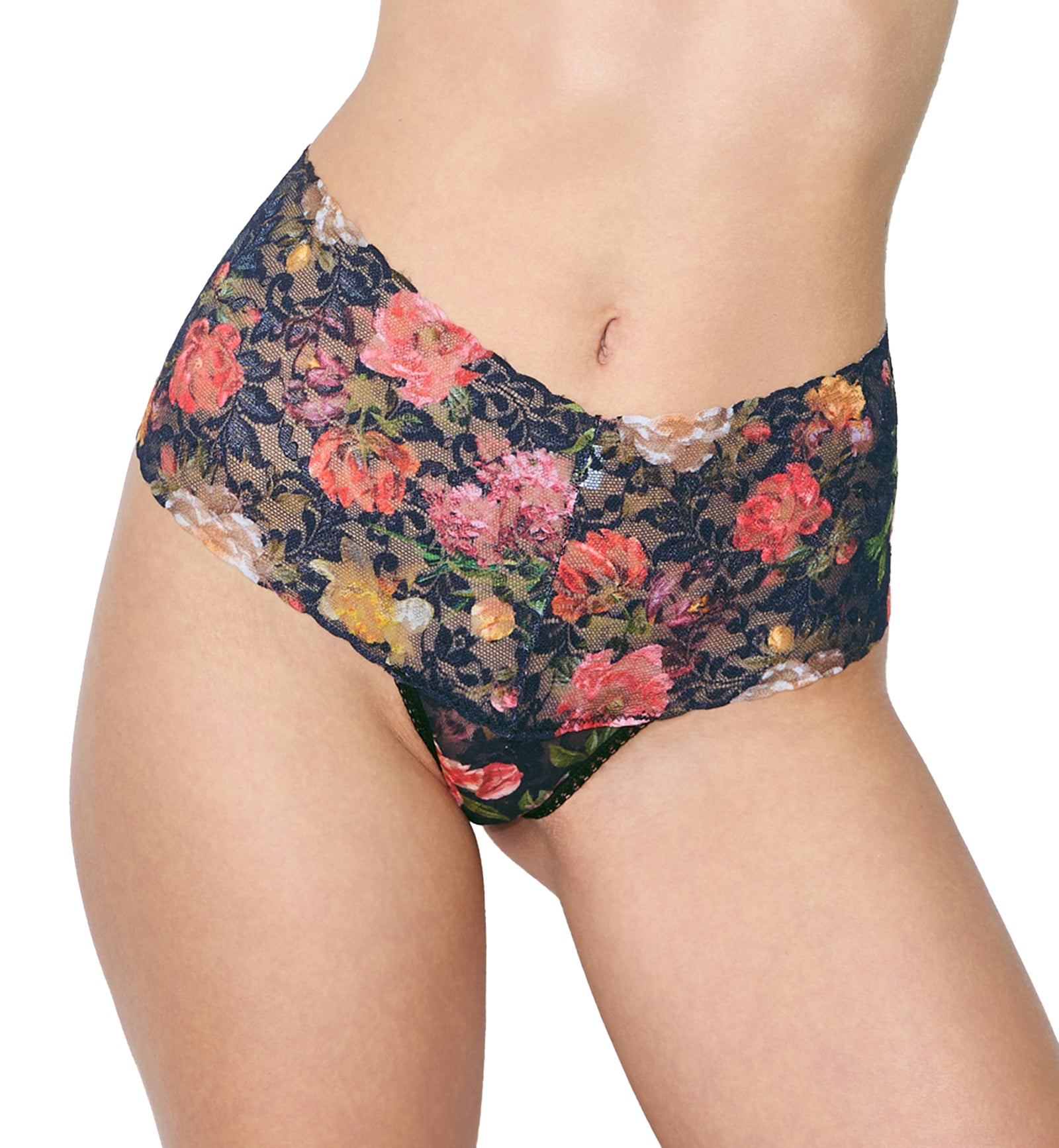 Hanky Panky Printed Retro Lace Thong (PR9K1926),Moonlit - Moonlit,One Size