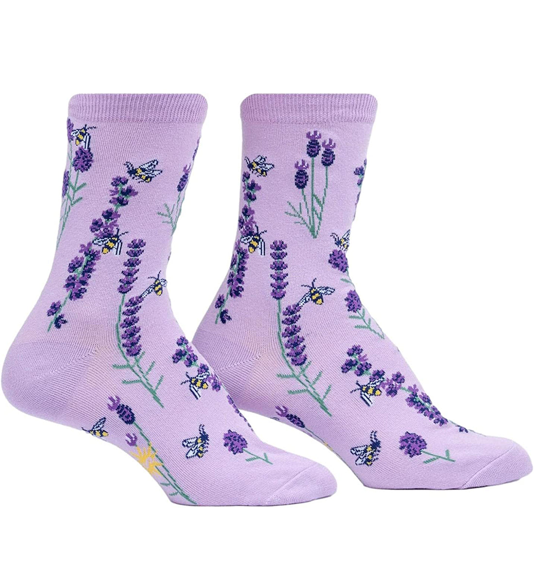 SOCK it to me Women's Crew Socks (W0404-1),Bees and Lavender - Bees and Lavender,One Size