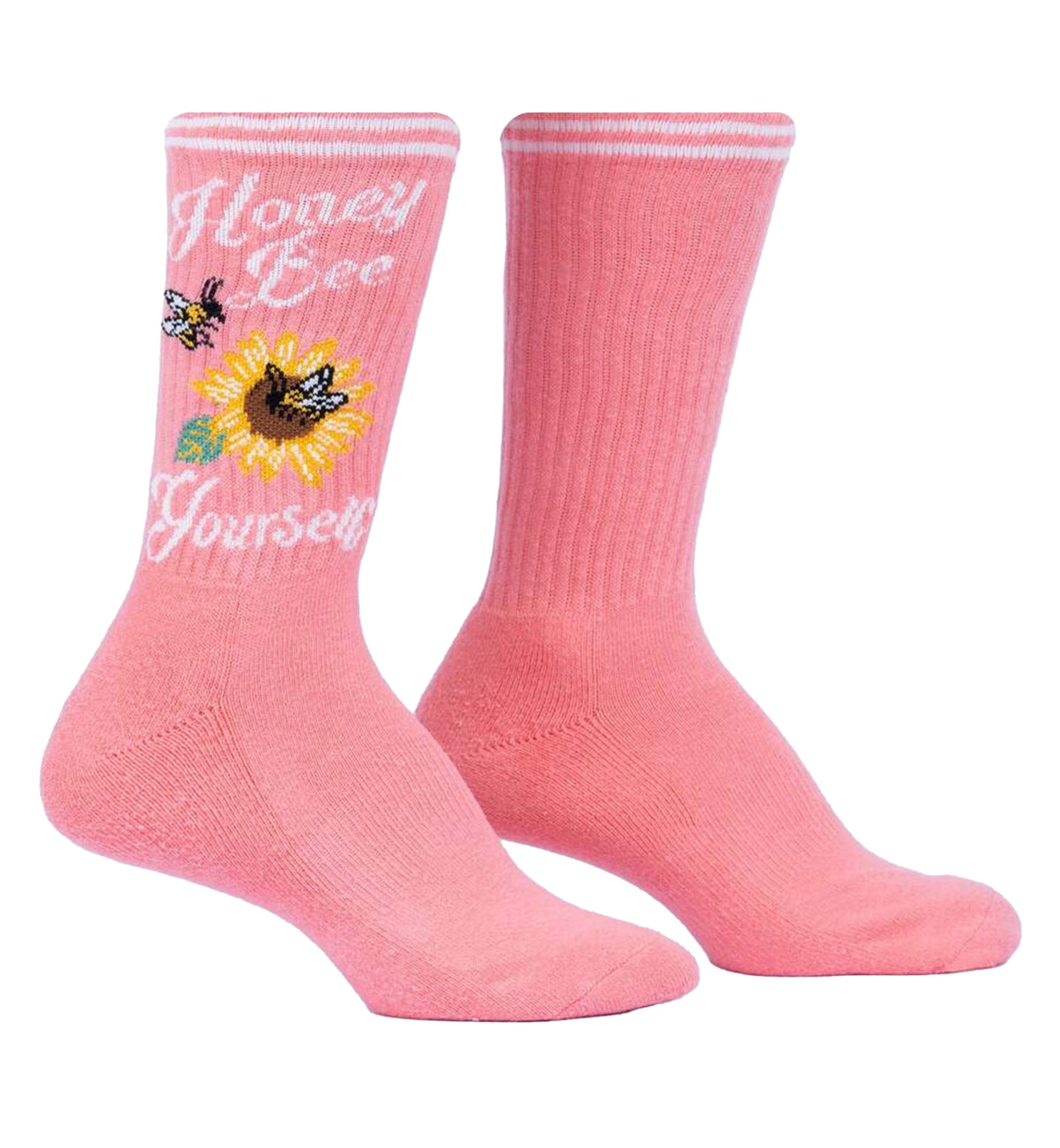 SOCK it to me Athletic Ribbed Crew Socks (R0001),Honey Bee Yourself - Honey Bee Yourself,One Size