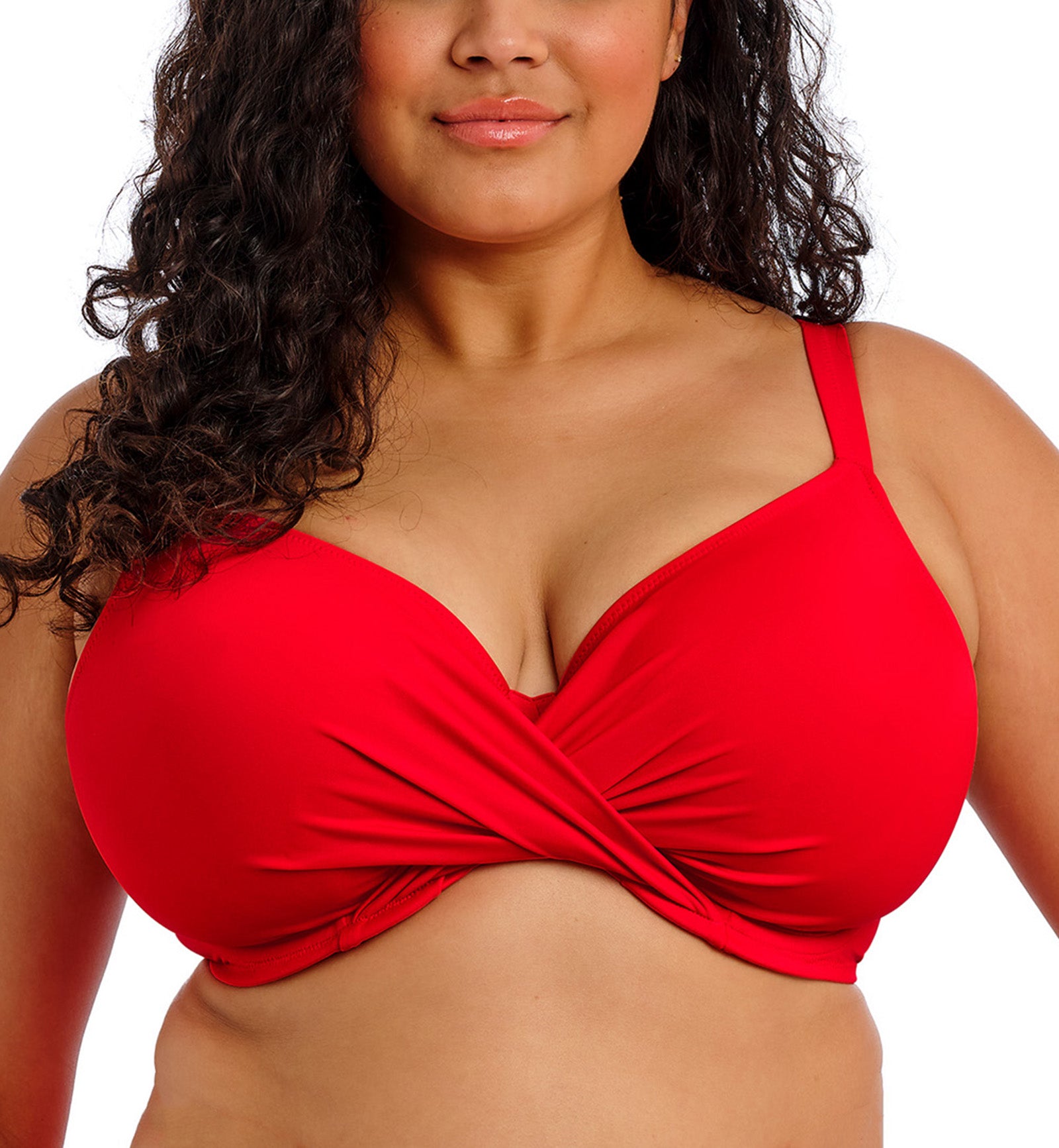 Elomi Plain Sailing Wrap Front Plunge Underwire Bikini Top (ES7285),34G,Lava - Lava,34G