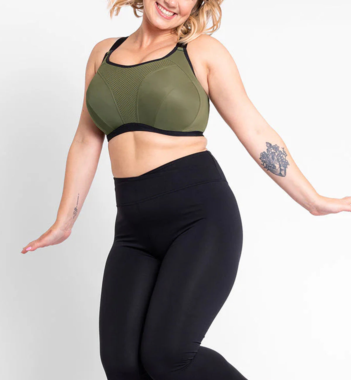 Curvy Kate Everymove Underwire Sports Bra (CK043113),30H,Jungle Green/Black - Jungle Green/Black,30H