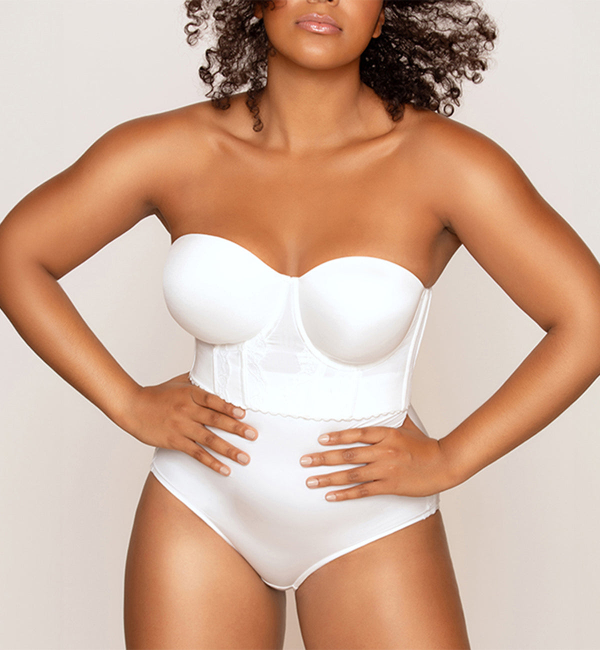 Parfait Elissa Molded Underwire Midi Bustier (P50116),30D,Pearl White - Pearl White,30D