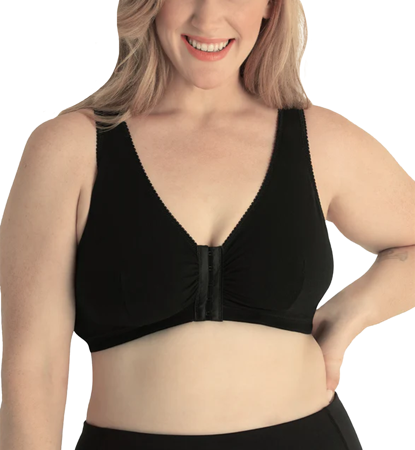 Leading Lady Meryl Cotton Front Closure Bra (110),34 C/D/DD,Black - Black,34 C/D/DD