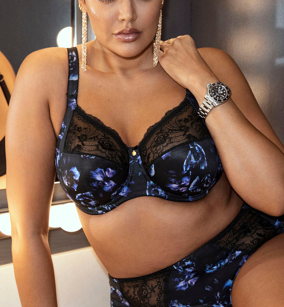 Elomi Morgan Stretch Lace Banded Underwire Bra (4110),36DD,Twilight - Twilight,36DD