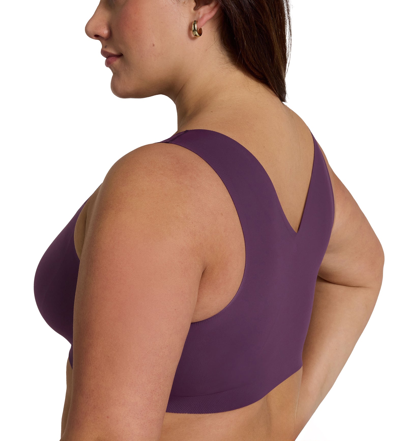 Evelyn & Bobbie DEFY V-Neck Bralette w/ Removable Pads (1728﻿),Small,Plum - Plum,Small