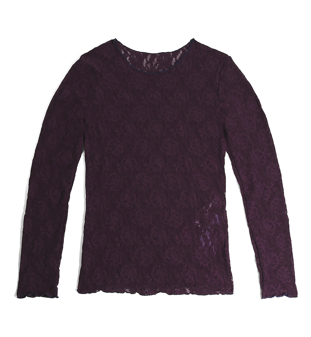 Hanky Panky Signature Lace Unlined Long Sleeve Top (128L),XS,Plum - Plum,XS
