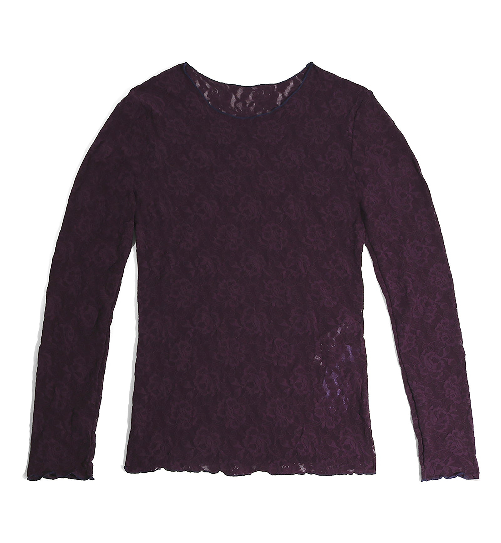 Hanky Panky Signature Lace Unlined Long Sleeve Top (128L),XS,Plum - Plum,XS