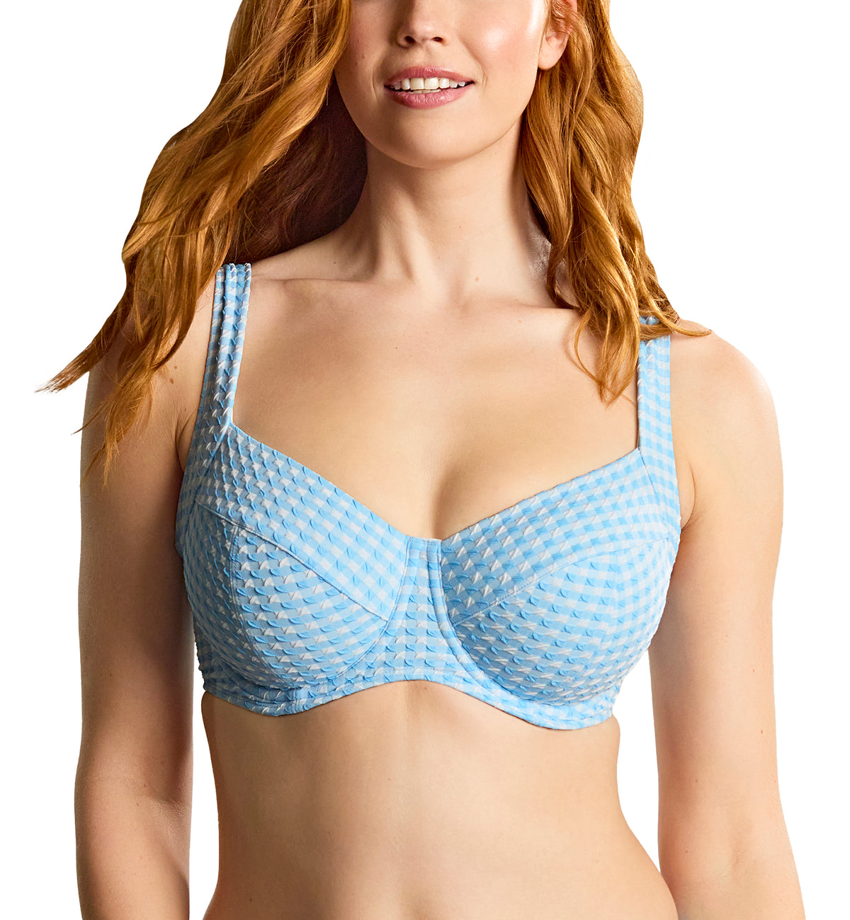 Panache Olivia Full Cup Underwire Bikini Top (SW1722),30DD,Sky Blue Gingham - Sky Blue Gingham,30DD