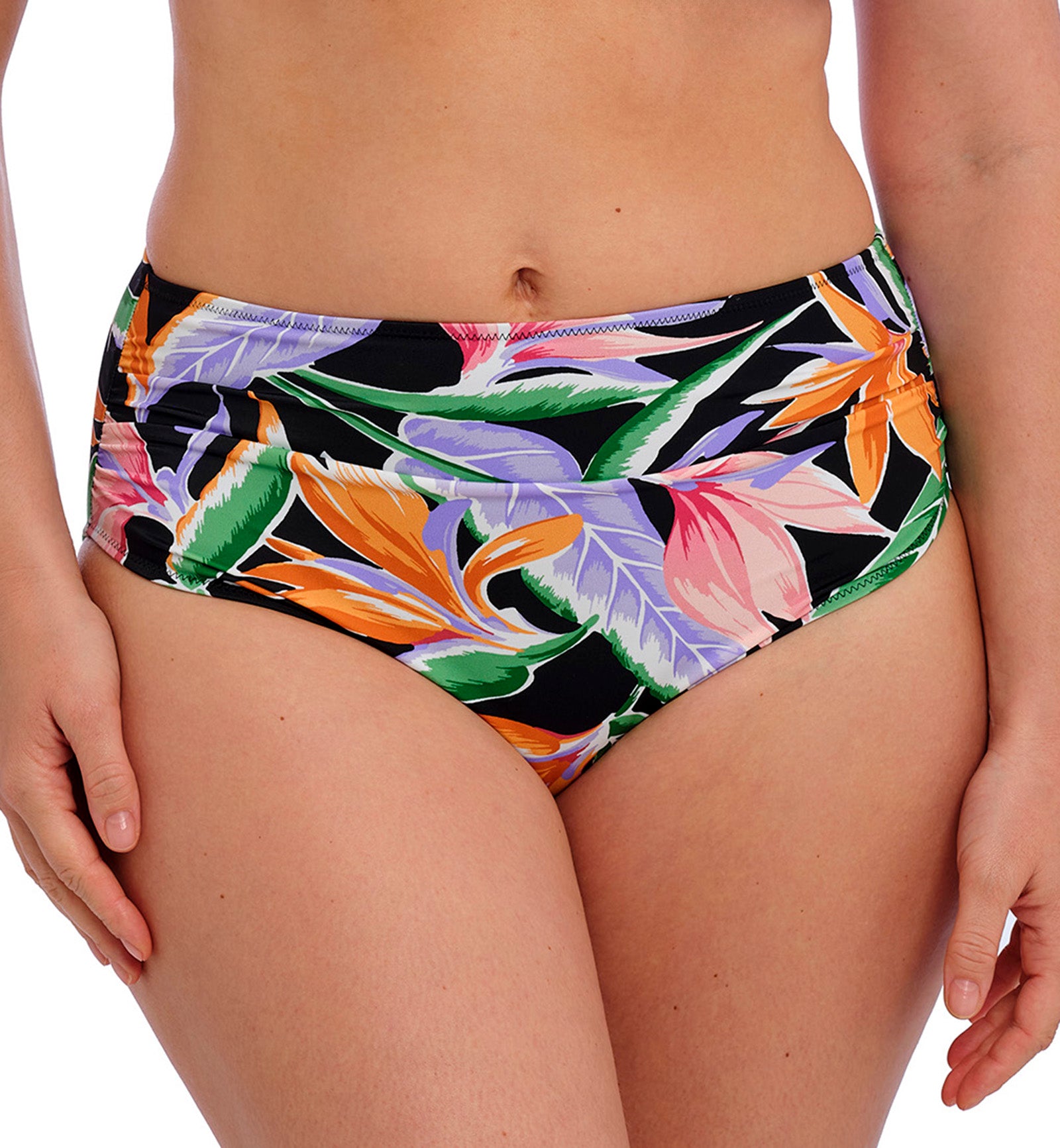 Fantasie Mykonos Cove Gathered Full Bikini Brief (505971),Small,Black - Black,Small