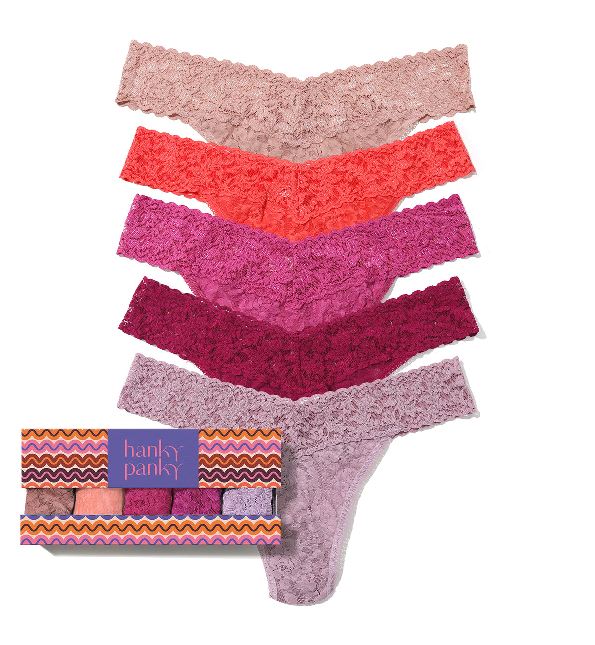Hanky Panky 5-PACK Signature Lace Original Rise Thong (48115PK),DNWW - DNWW,One Size