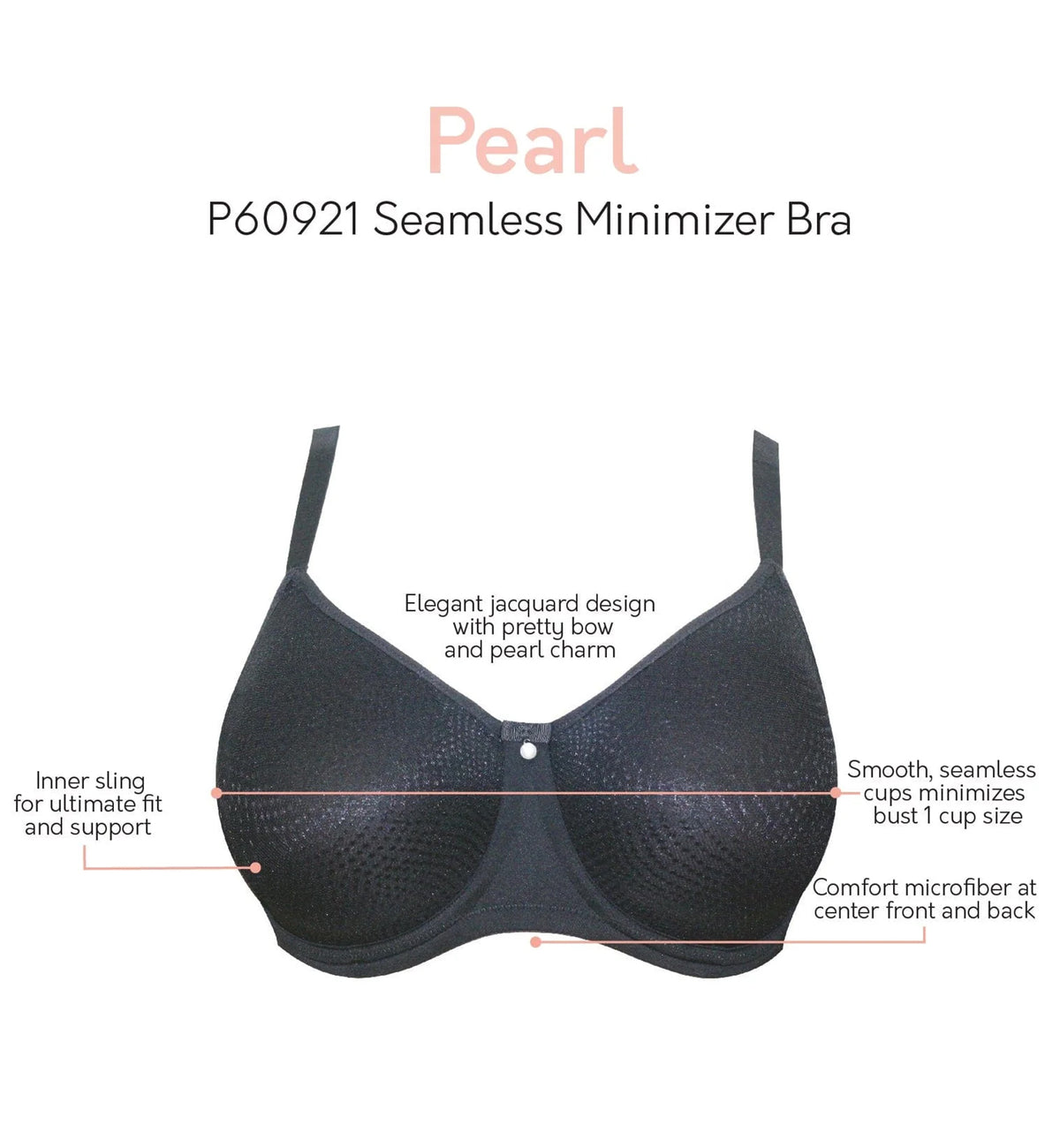 Parfait Pearl Seamless Minimizer Underwire Bra (P60921),30D,Black - Black,30D