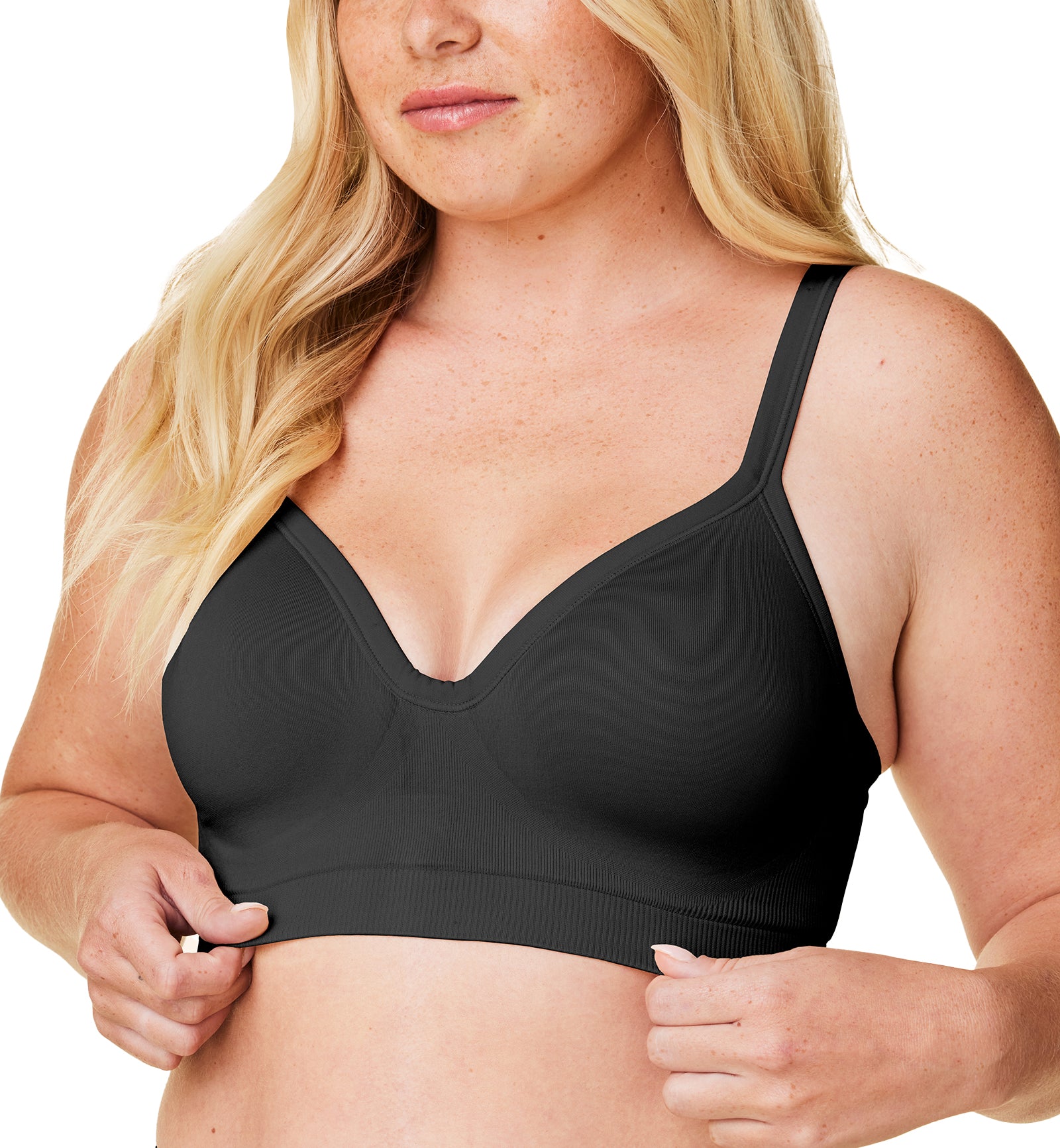 BRAVADO! DESIGNS Everyday Muse Plunge FULL CUP Wire-Free Bra (11012VFC),XS FC,Black - Black,XS-Full Cup