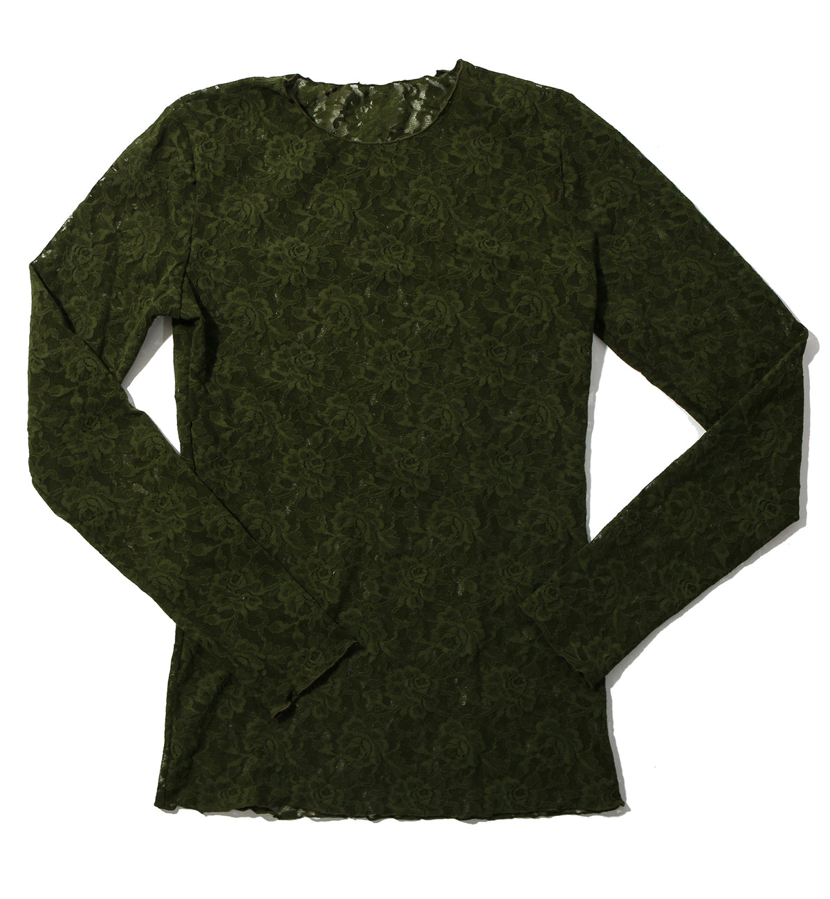 Hanky Panky Signature Lace Unlined Long Sleeve Top (128L),XS,Woodland Green - Woodland Green,XS
