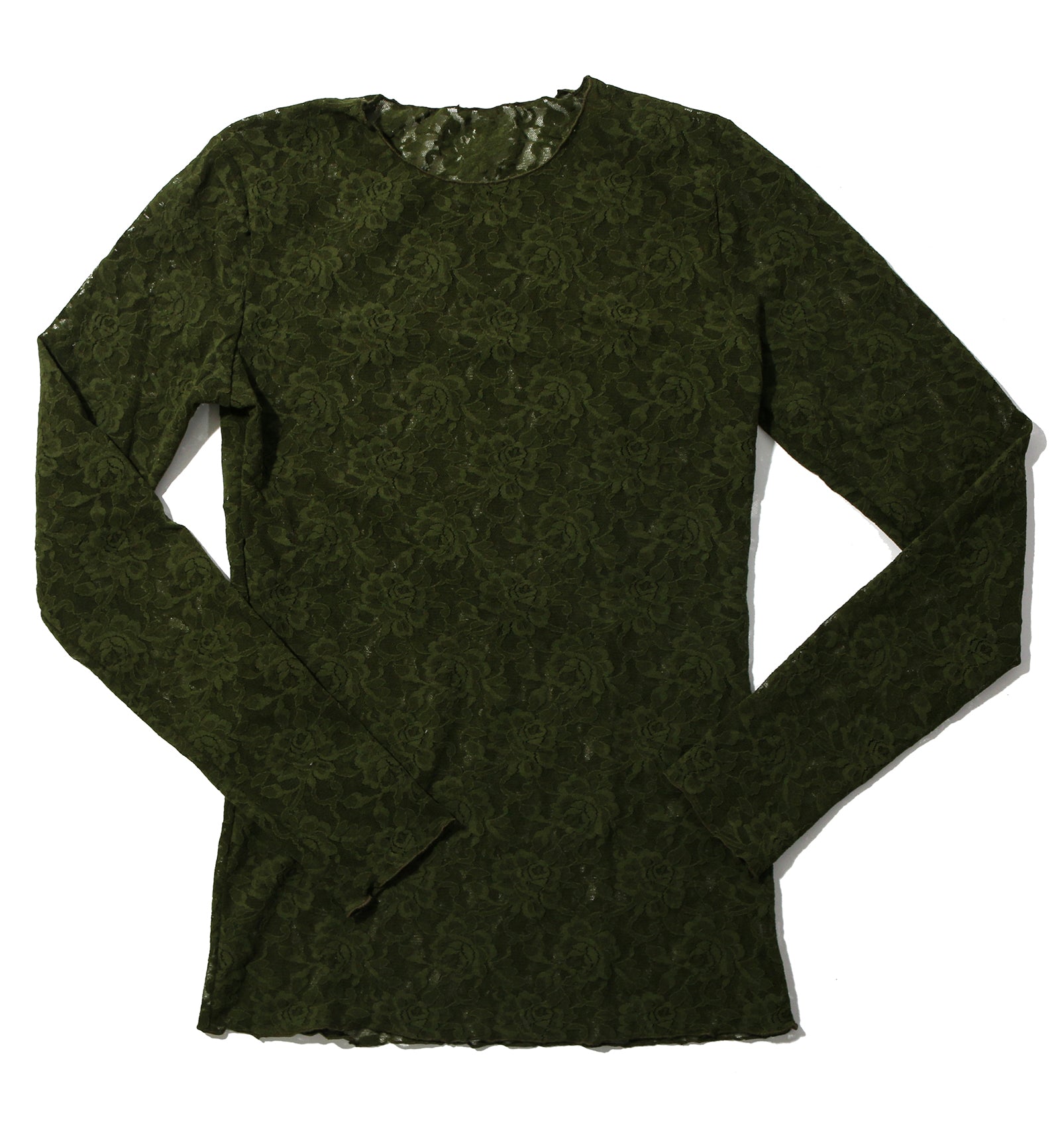 Hanky Panky Signature Lace Unlined Long Sleeve Top (128L),XS,Woodland Green - Woodland Green,XS