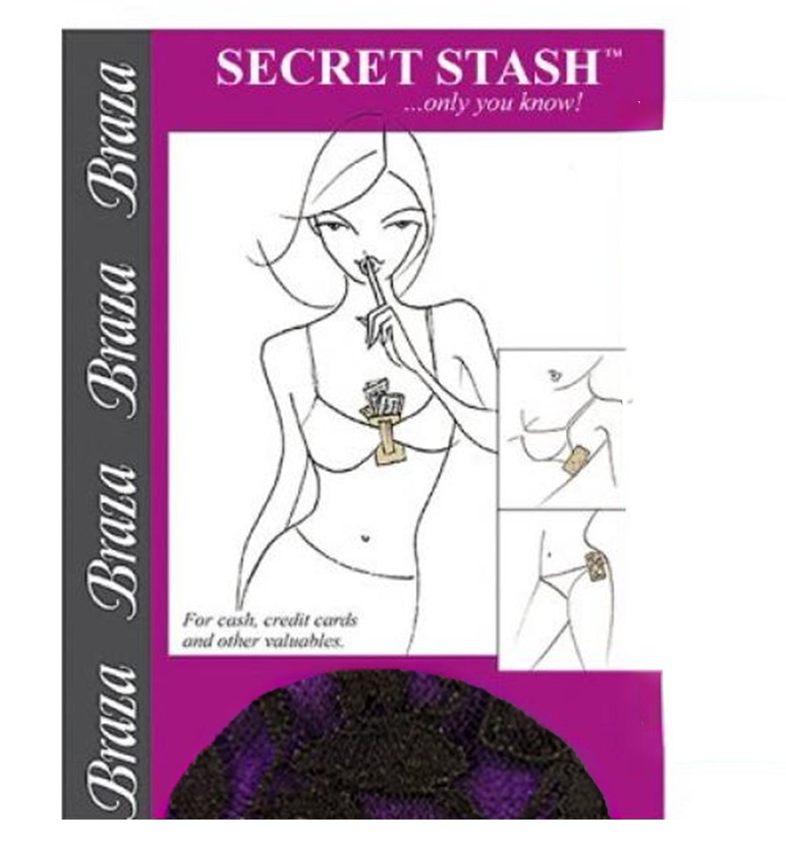Braza Secret Stash- Bra Pocket (8090),Purple - Purple,One Size