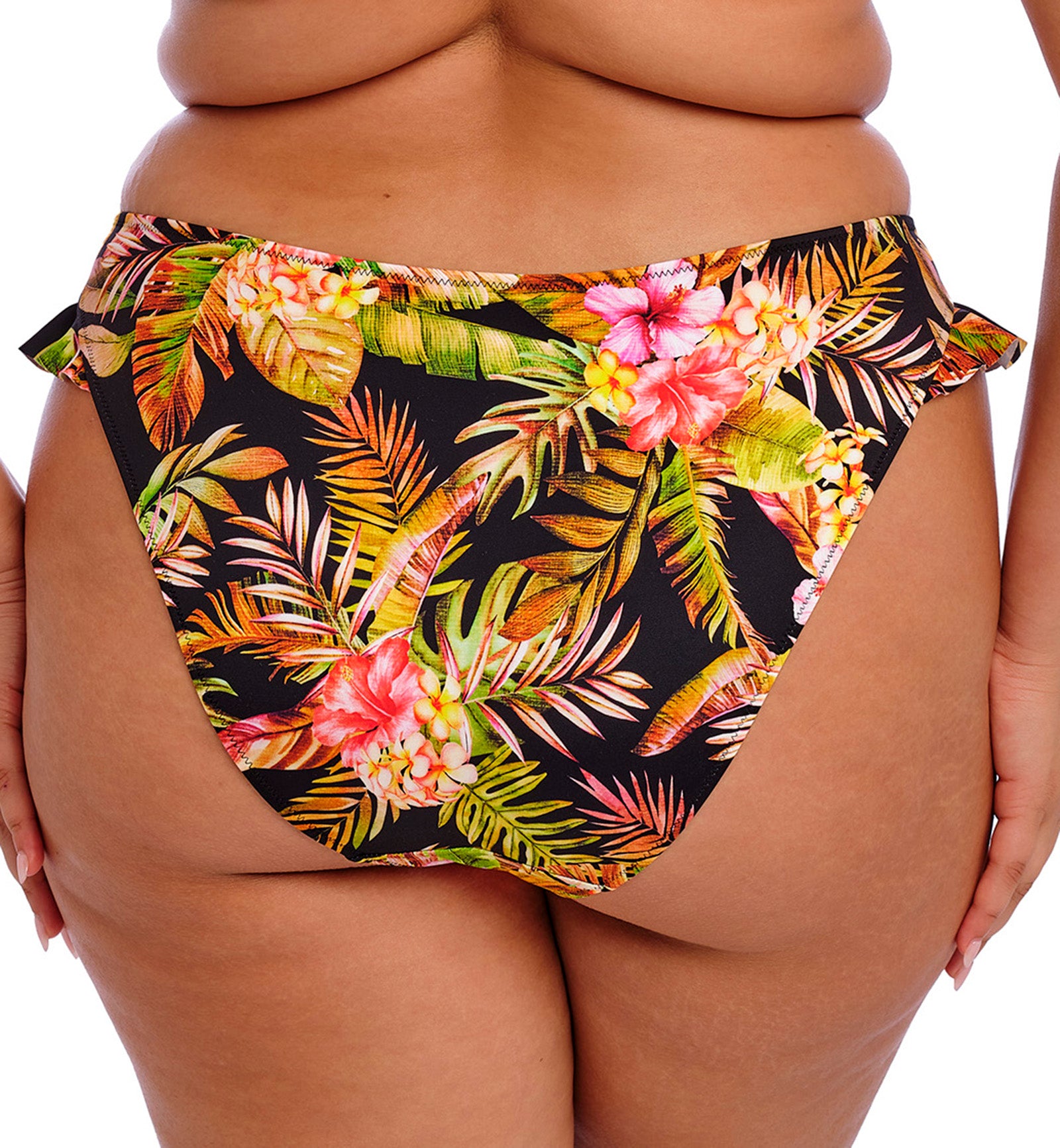 Elomi Tiger Valley Mid Rise High Leg Swim Brief (ES802385),UK 12,Black - Black,UK 12