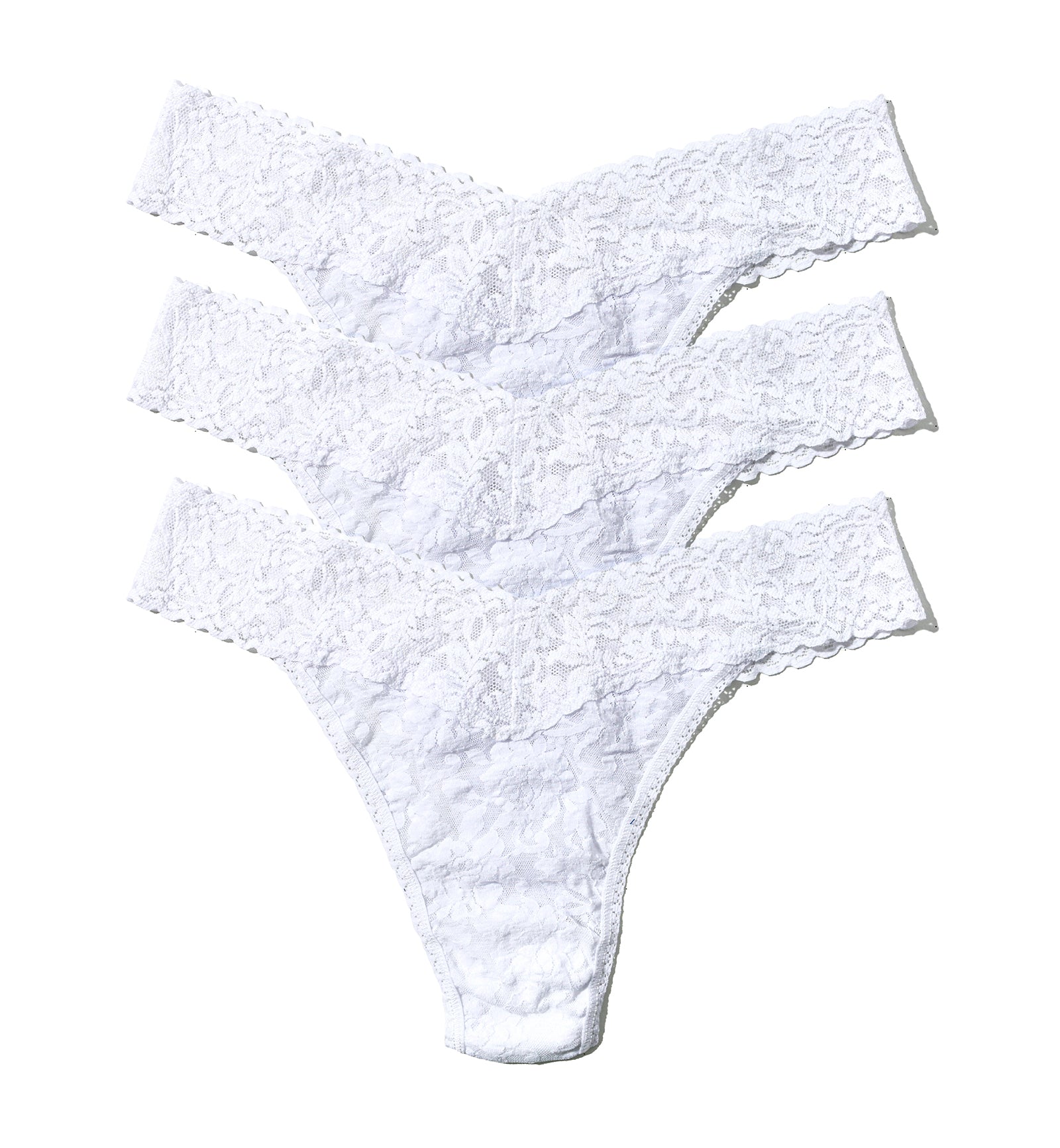 Hanky Panky 3-PACK Signature Lace Original Rise Thong (48113PK),All White - All White,One Size